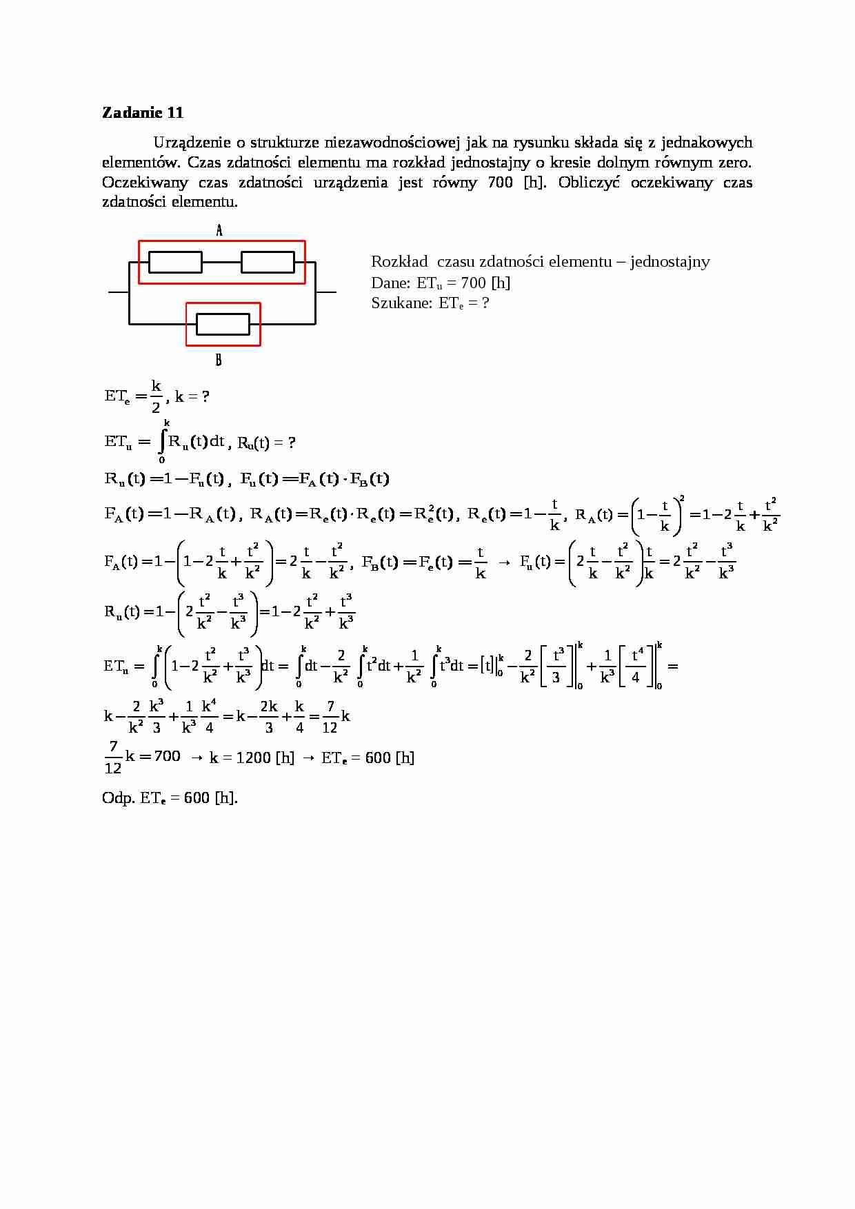 Podstawy eksploatacji technicznej - ćwiczenia - Czas zdatności - strona 1