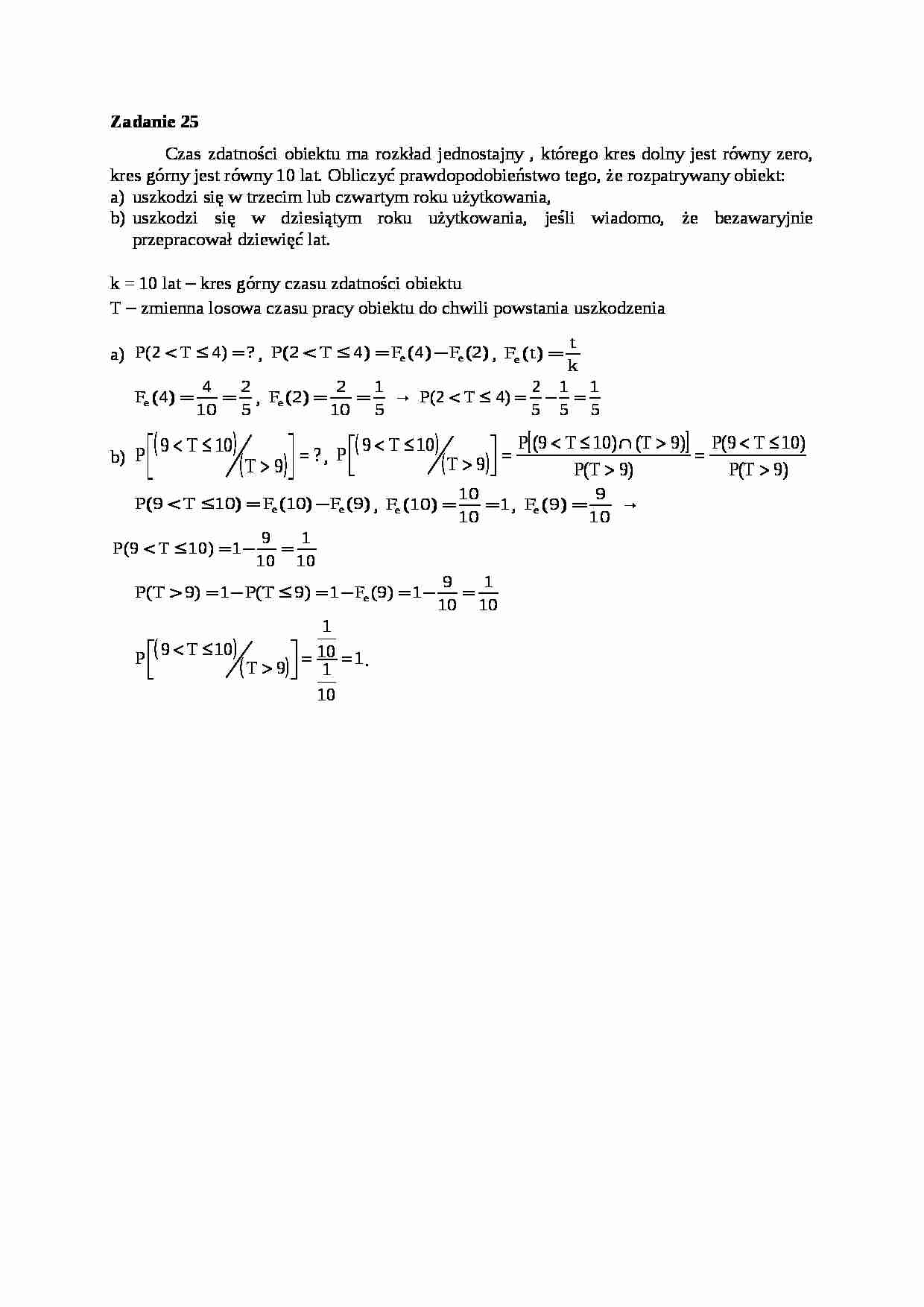 Podstawy eksploatacji technicznej - ćwiczenia - czas zdatności obiektu - strona 1
