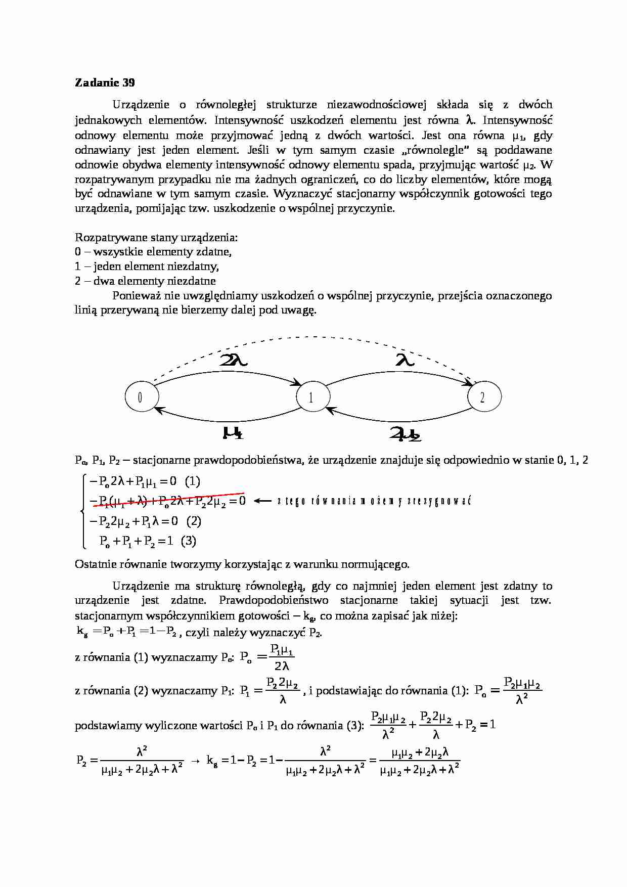 Podstawy eksploatacji technicznej - ćwiczenia - intensywność uszkodzeń - strona 1