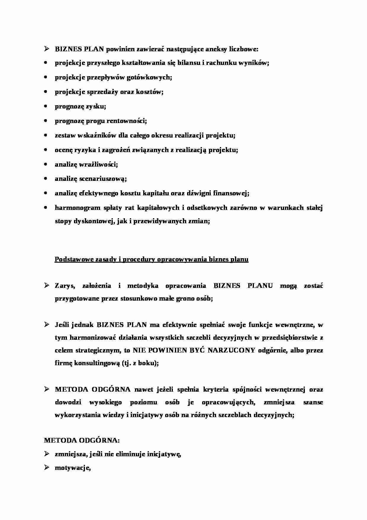 Biznes plan - wykład - strona 1