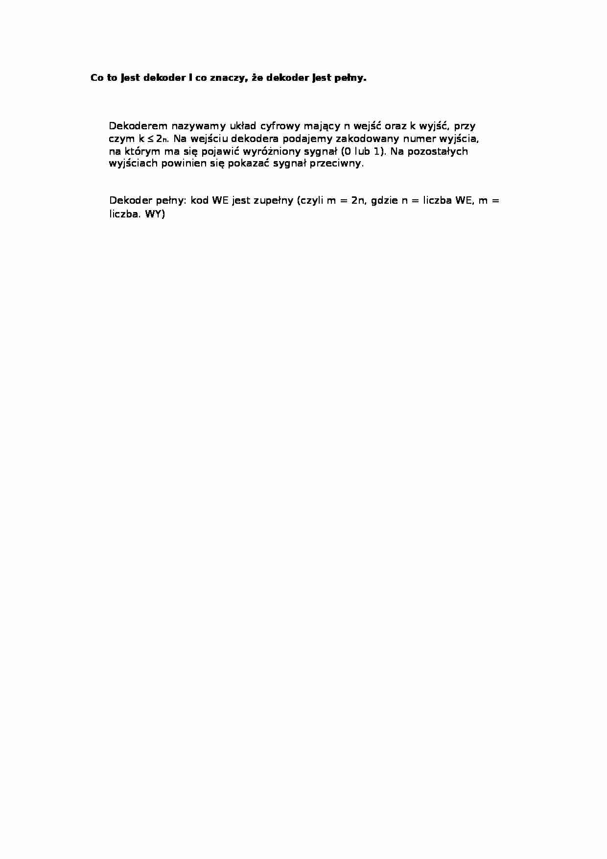 Definicja dekodera - wykład - strona 1