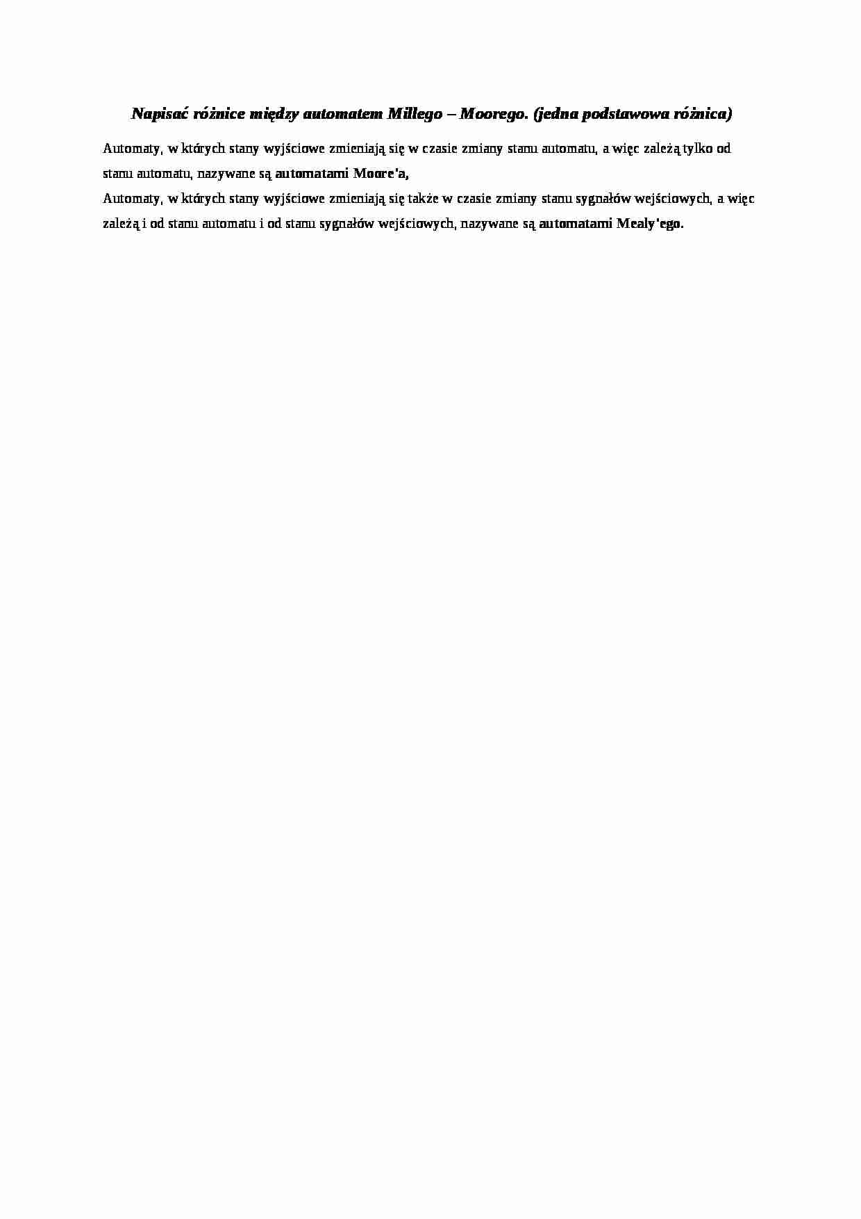 Różnice między automatem Millego-Moorego - wykład - strona 1