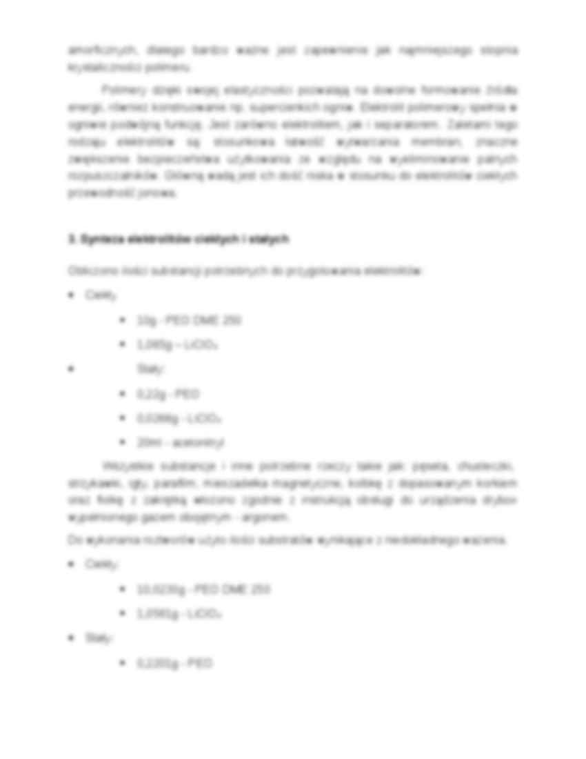 Elektrolity polimerowe w miniaturowych bateriach litowych-sprawozdanie - strona 2