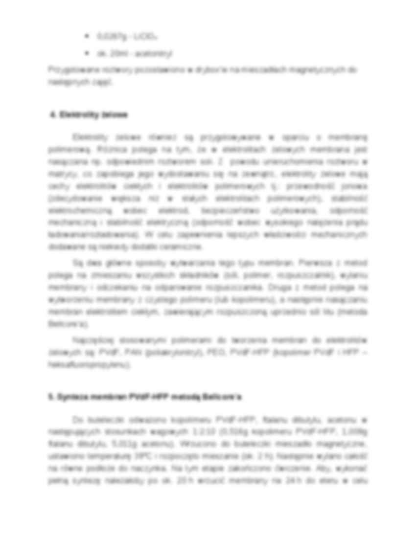 Elektrolity polimerowe w miniaturowych bateriach litowych-sprawozdanie - strona 3