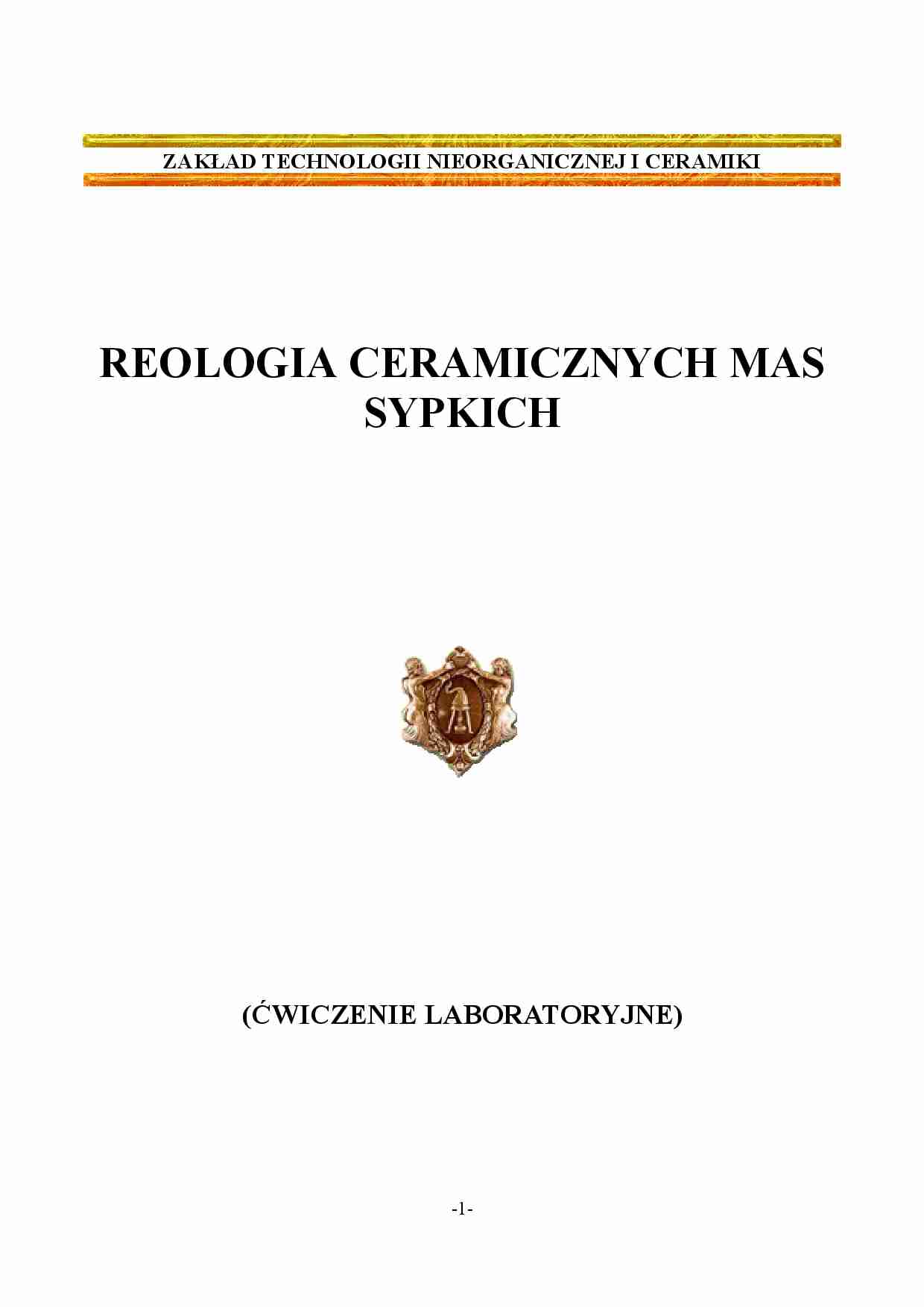 Reologia ceramicznych mas sypkich-ćwiczenia - strona 1