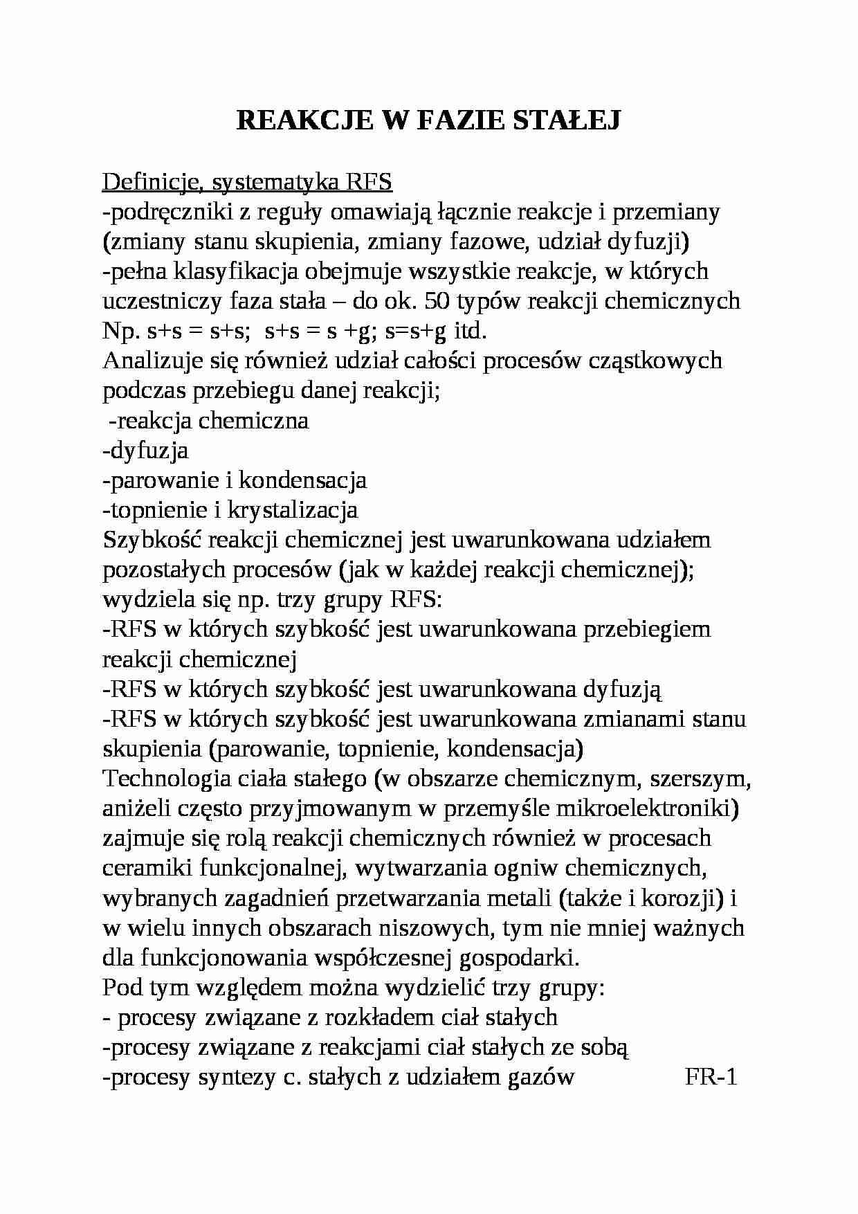 Reakcje w fazie stałej-oparcowanie - strona 1