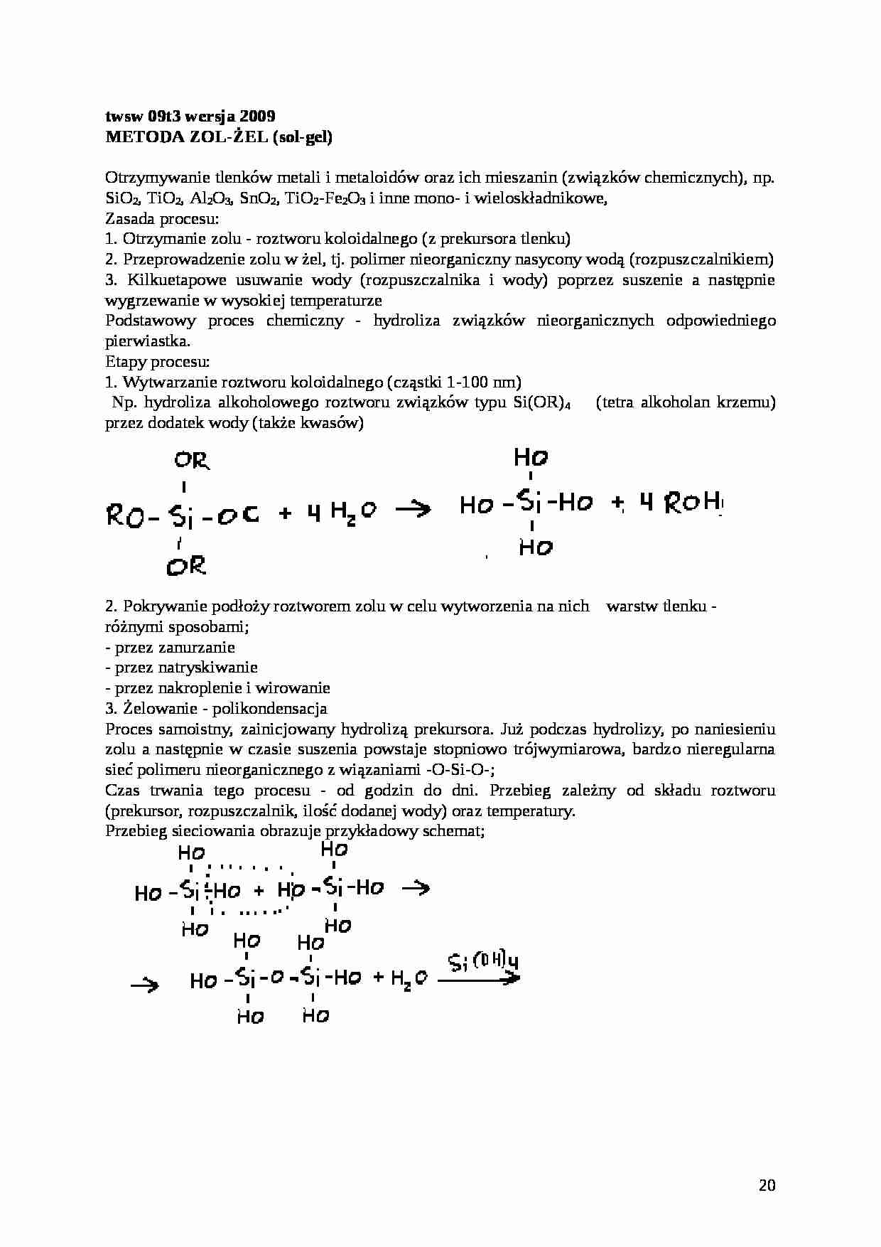 Metoda zol-żel-opracowanie - strona 1