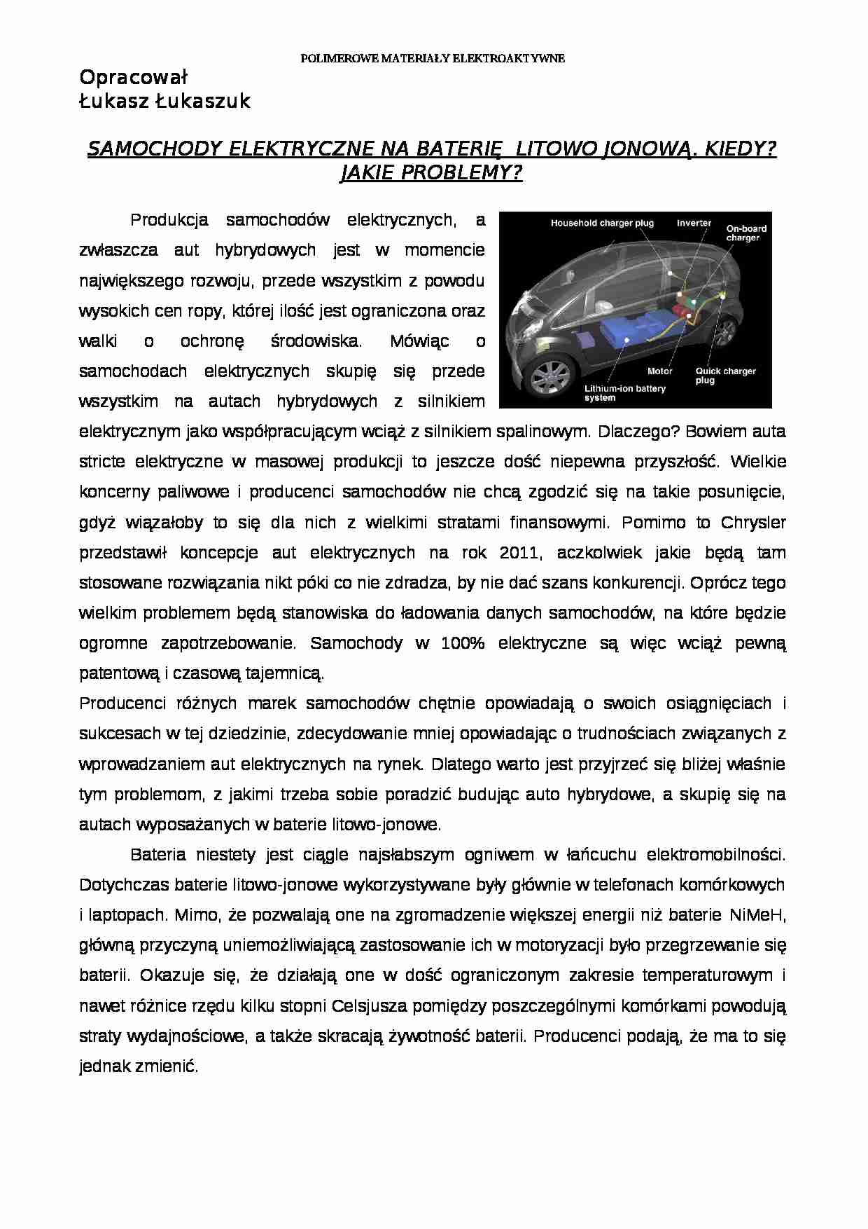 Samochody elektryczne na baterię litowo-jonową-opracowanie - strona 1