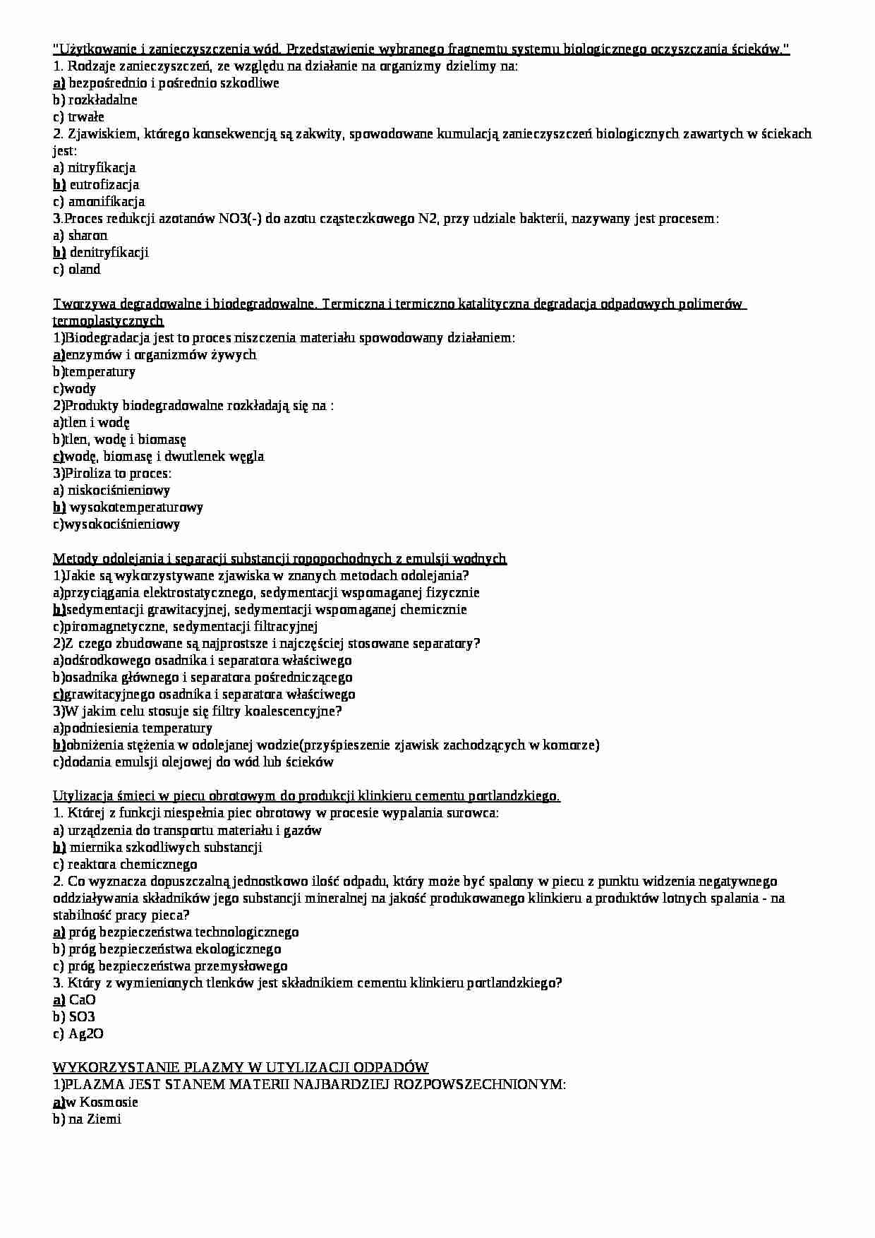 Użytkowanie i zanieczyszczenia wód-opracowanie - strona 1