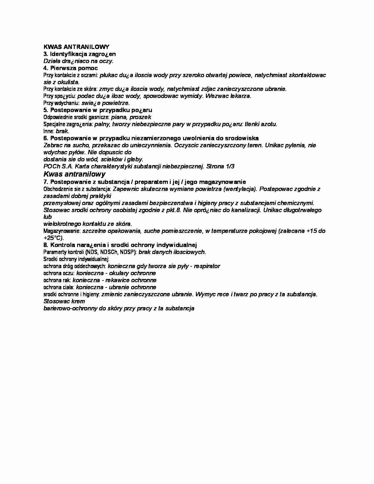 Kwas antranilowy-opracowanie - strona 1