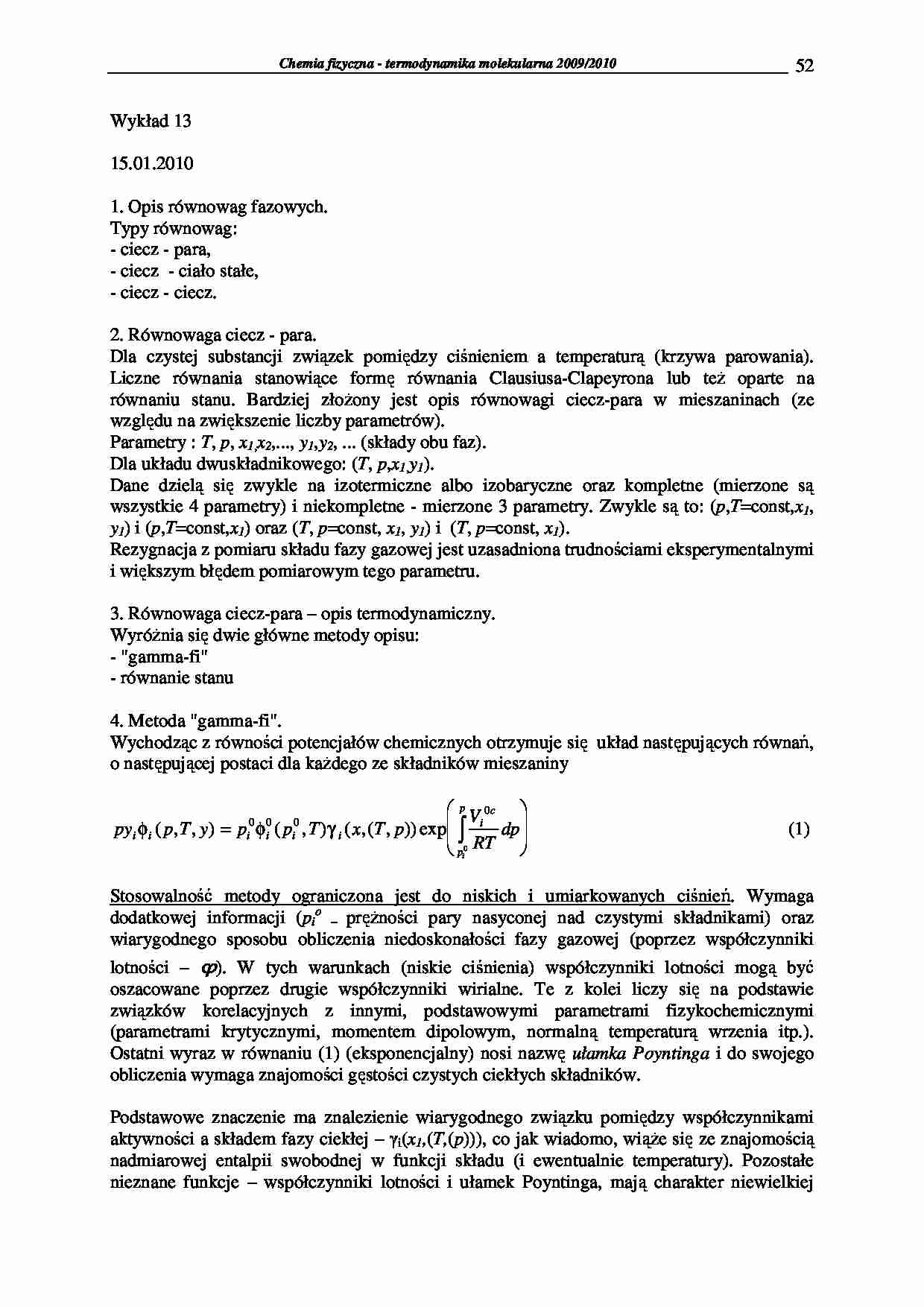 Chemia fizyczna - termodynamika molekularna 2009/2010-wykłady4 - strona 1