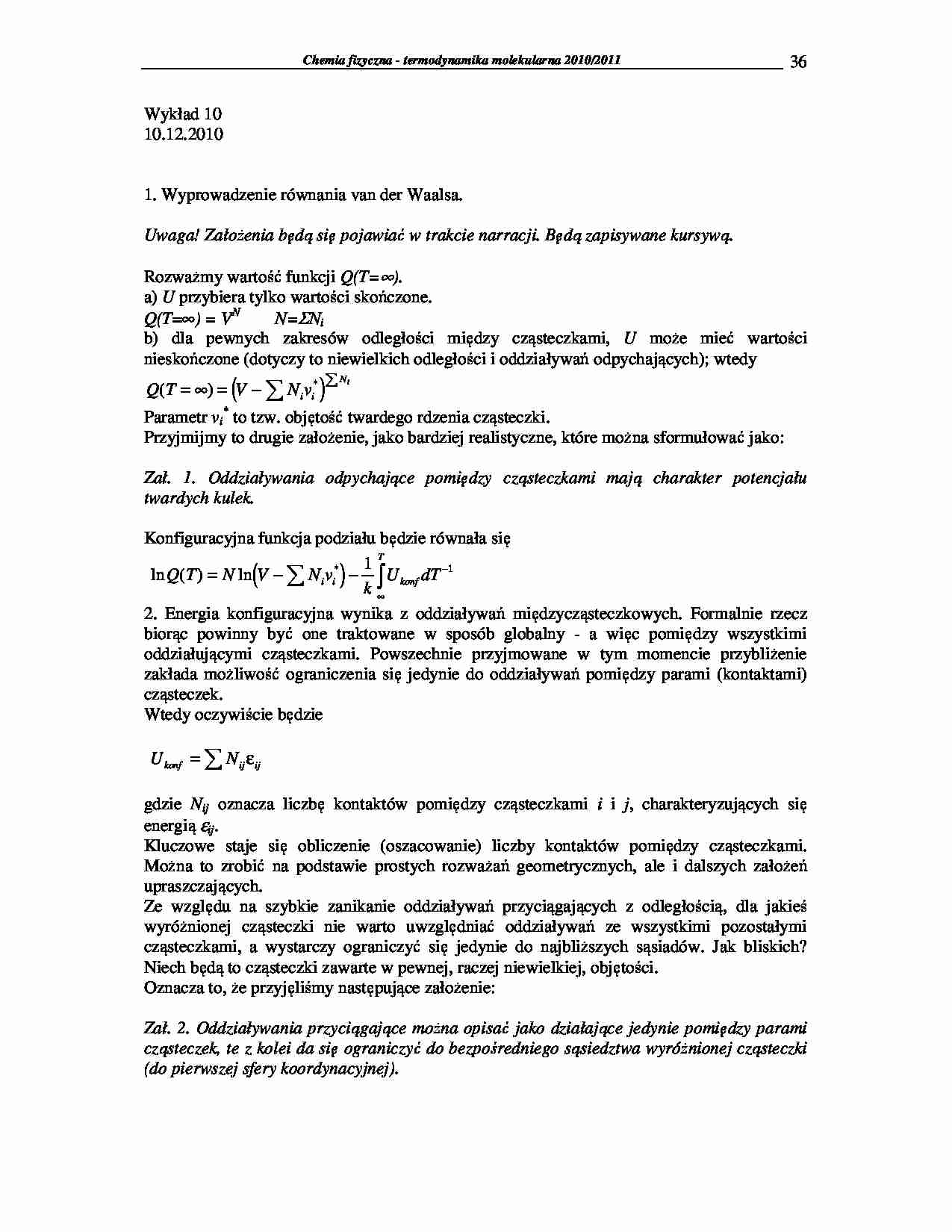 Chemia fizyczna - termodynamika molekularna 2009/2010-wykłady14 - strona 1