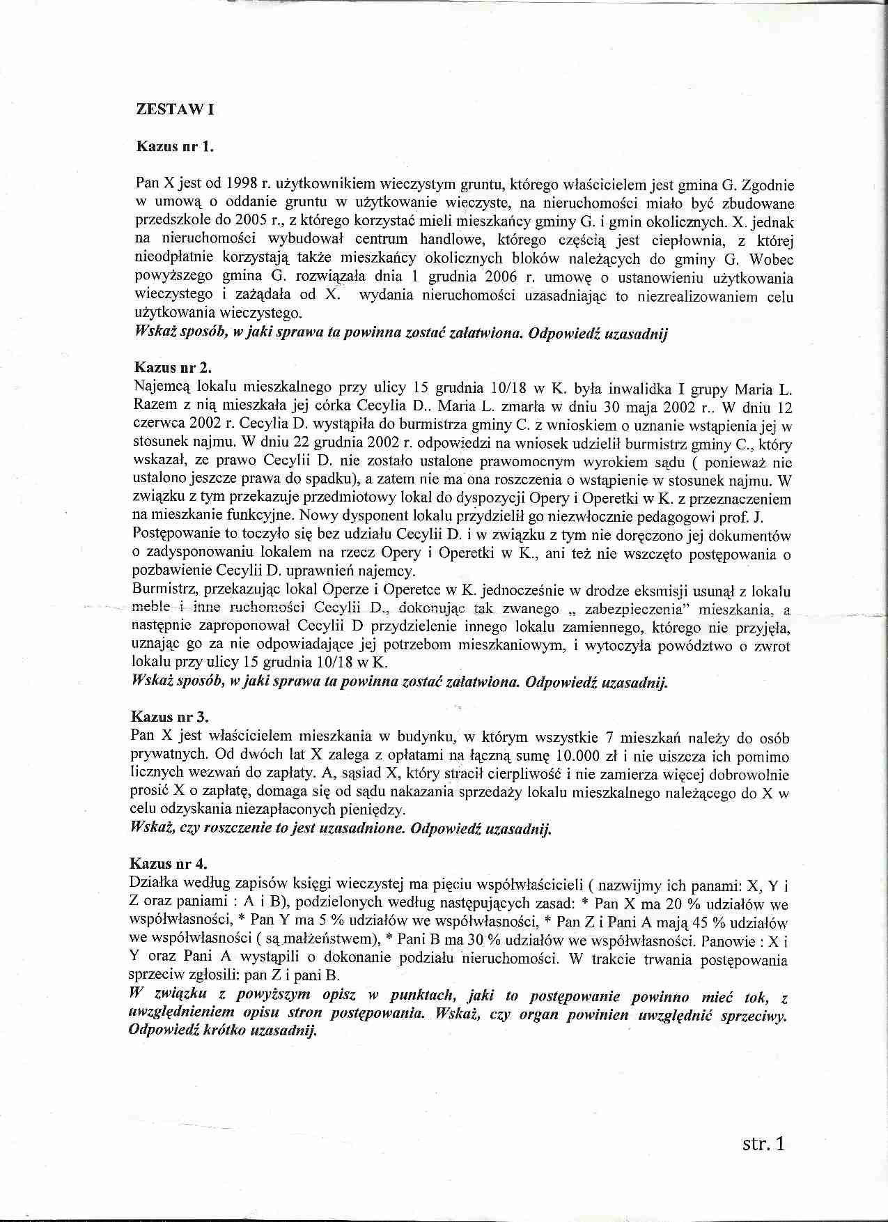 Kazusy na egzamin - strona 1