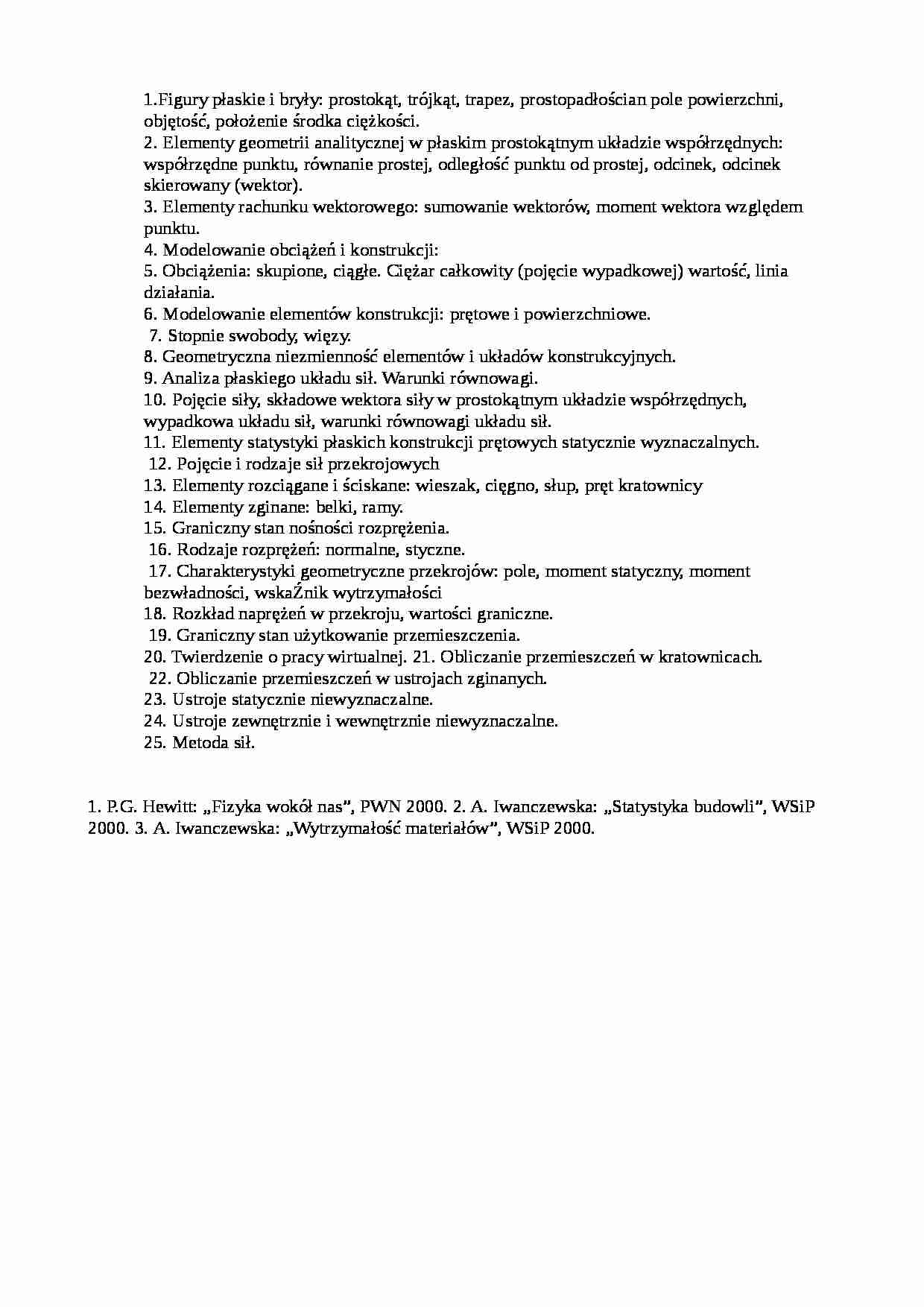 Sylabus z podstaw mechaniki - strona 1