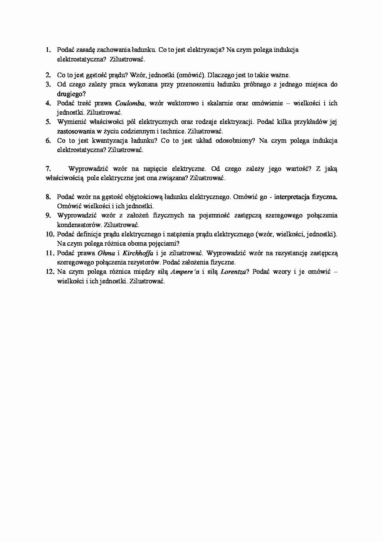 Pytania na egzamin z elektrotechniki - strona 1