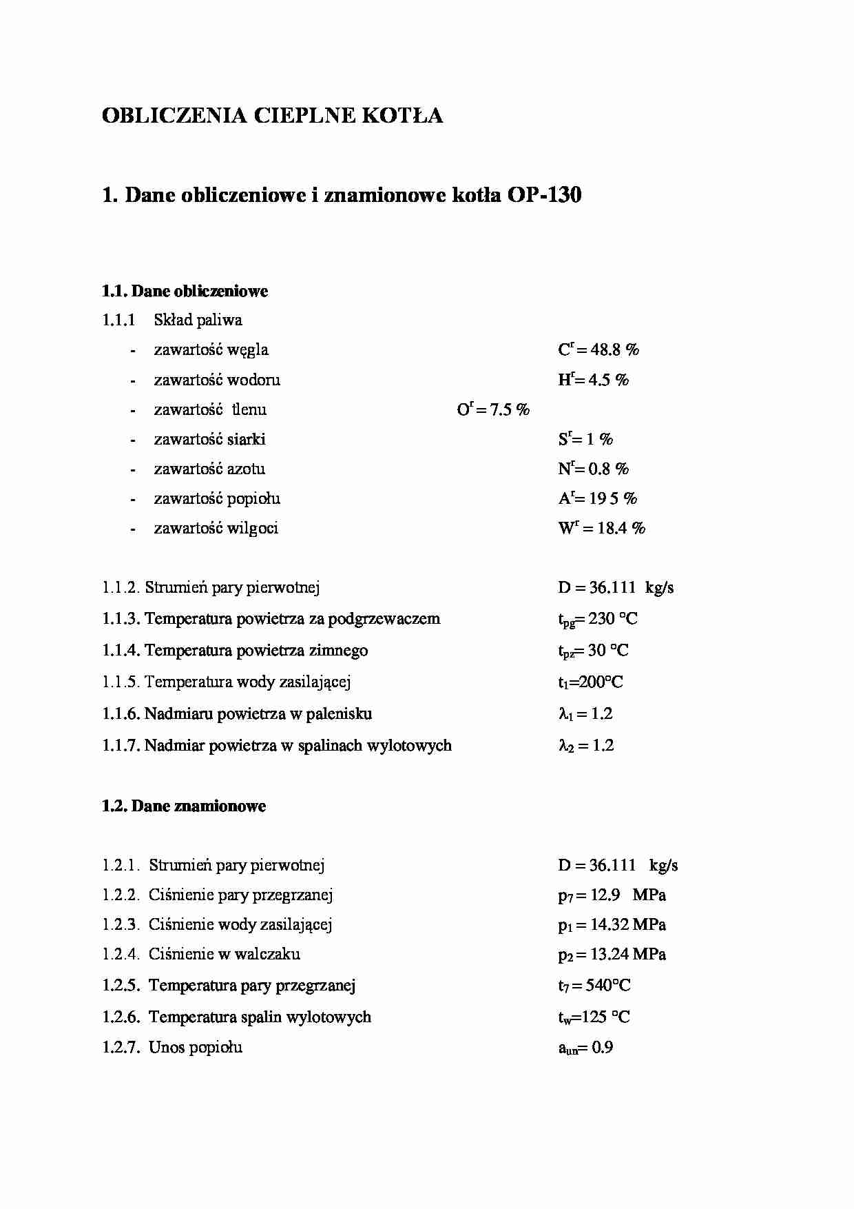 Obliczenia cieple kotła-ćwiczenia - strona 1