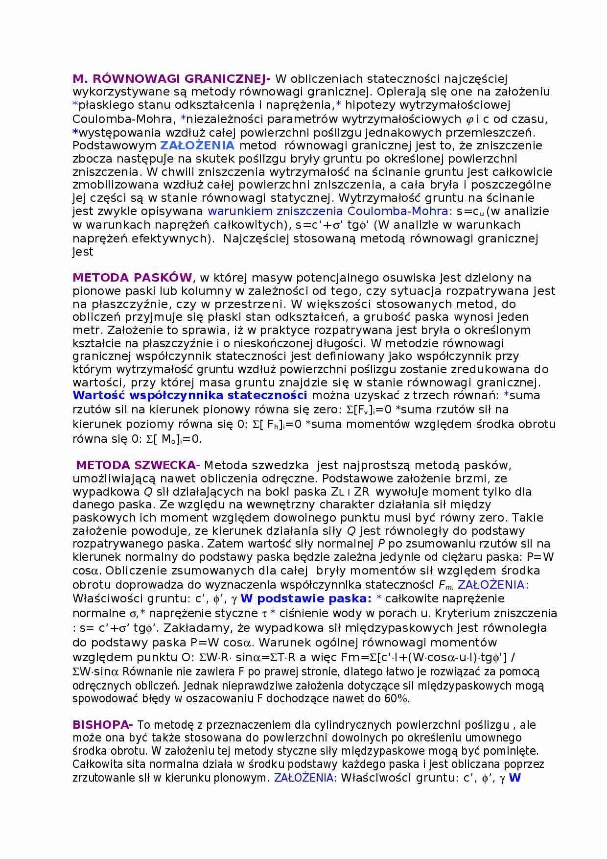 Metody sprawdzania stateczności-opracowanie - strona 1