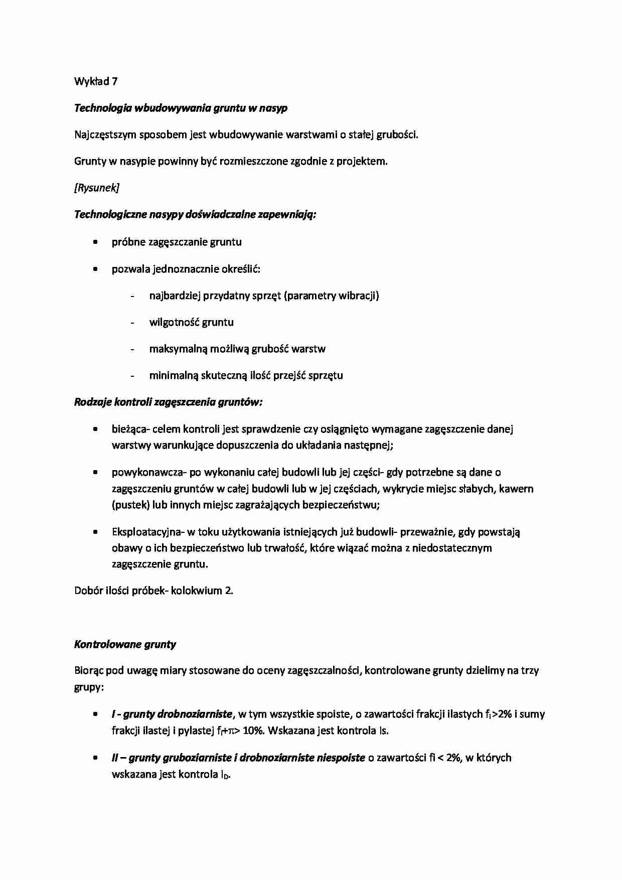 Technologia wbudowywania gruntu w nasyp-wykład  - strona 1