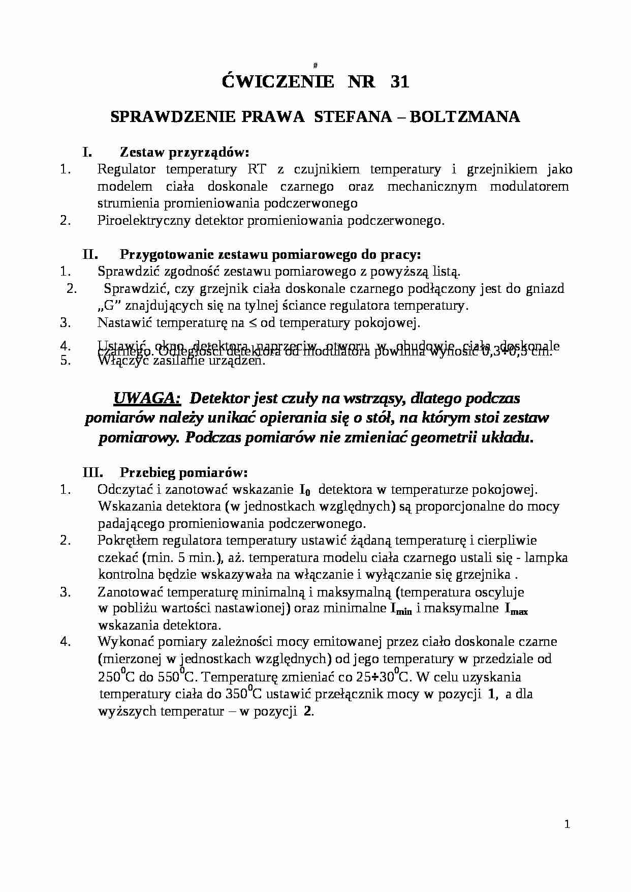 Sprawdzanie prawa Stefana-Boltzmana-opracowanie - strona 1