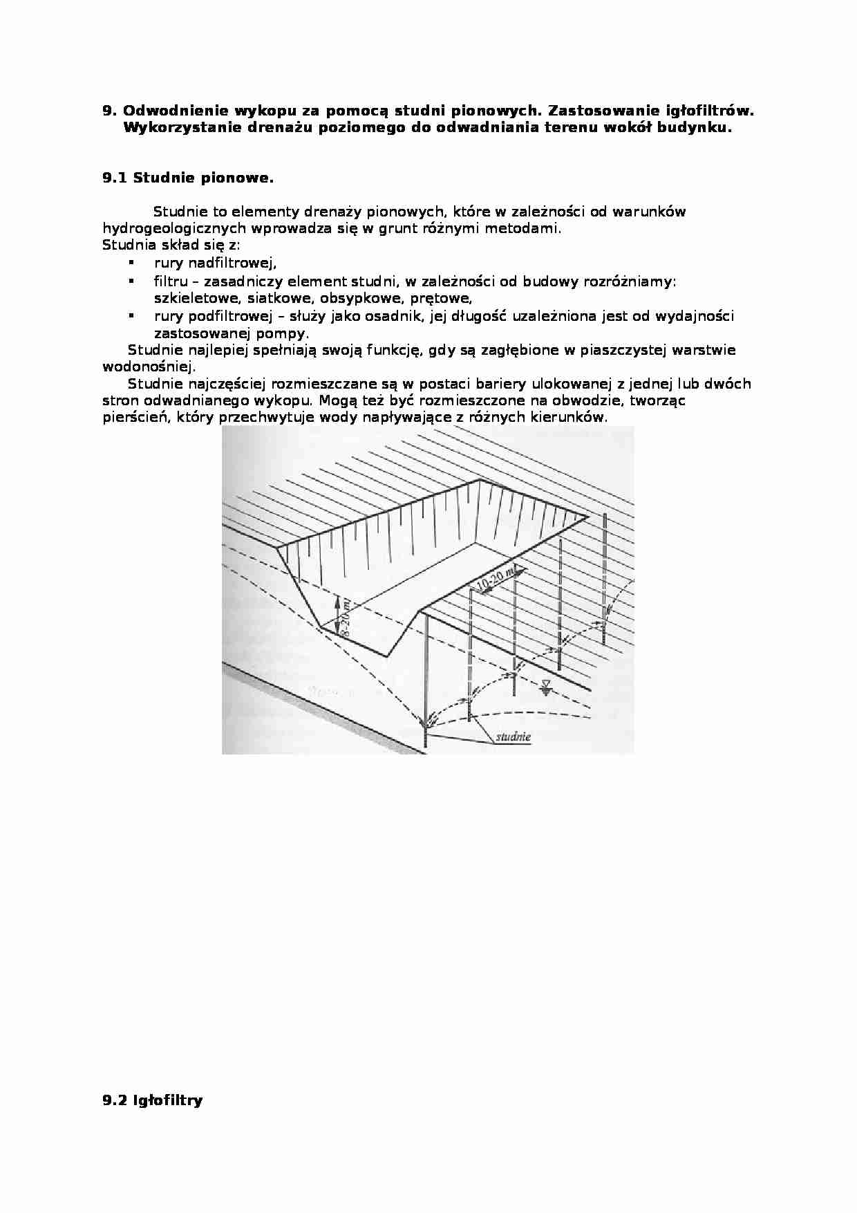 Odwodnienie wykopu za pomocą studni pionowych-opracowanie - strona 1