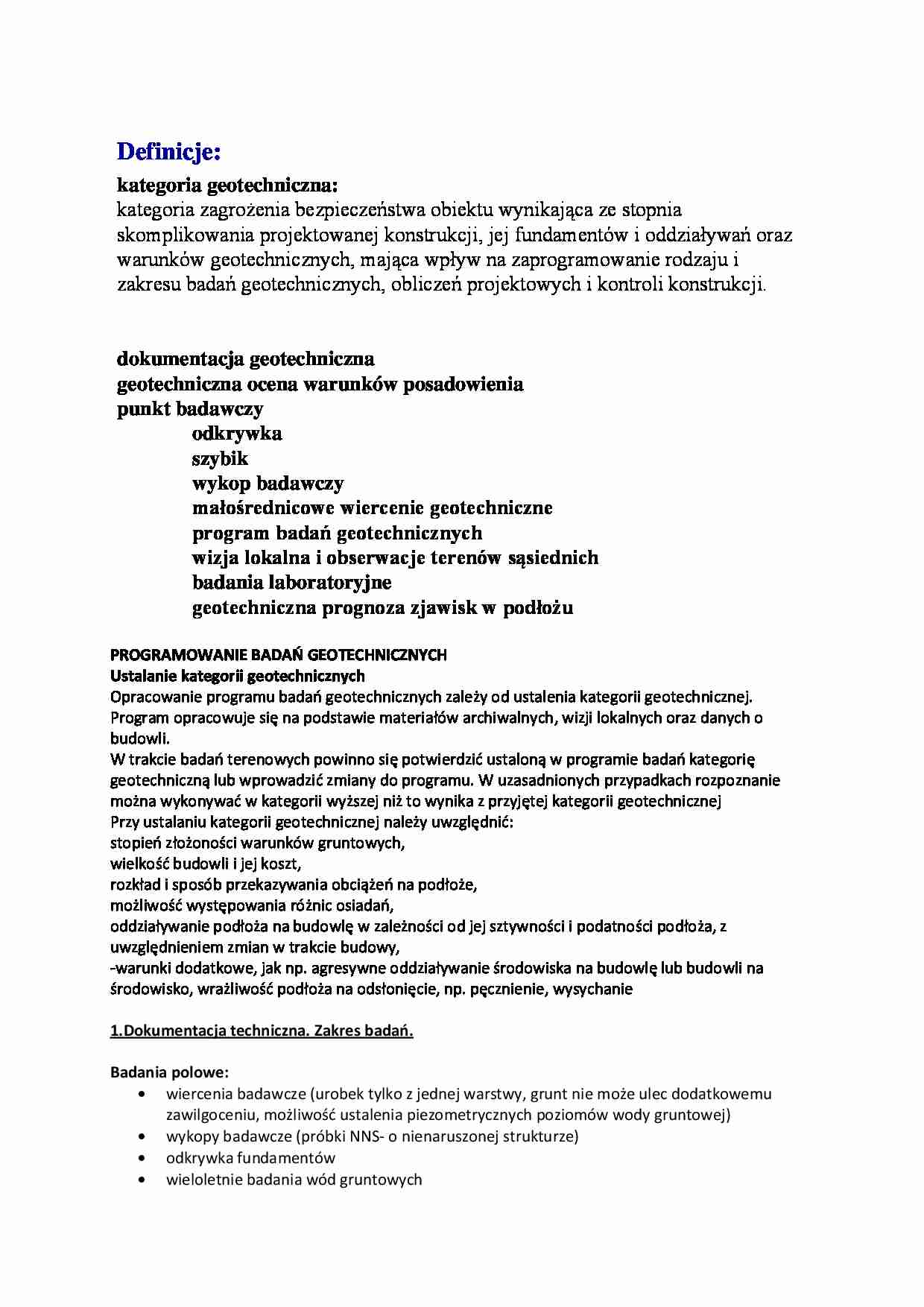 Programowanie badań geotechnicznych-opracowanie - strona 1