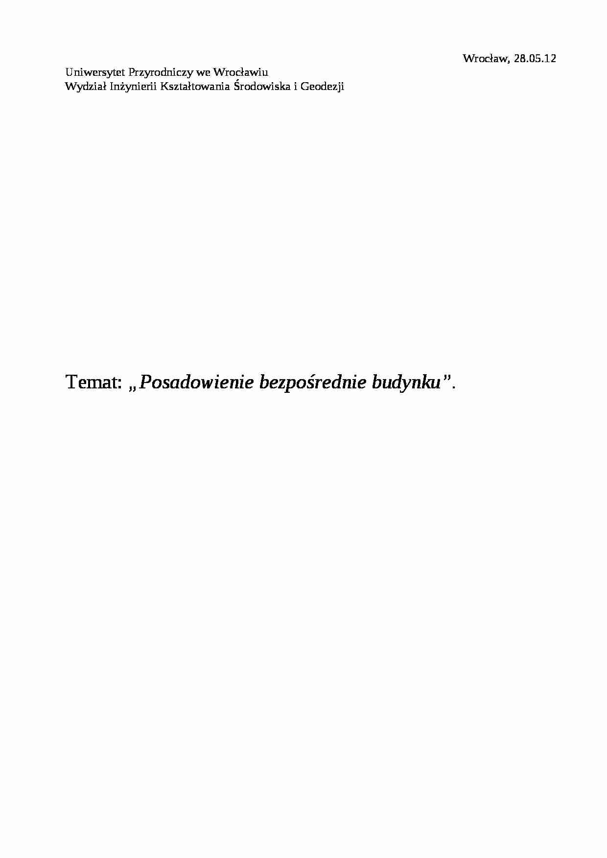 Posadowienie bezpośrednie budynku-projekt - strona 1