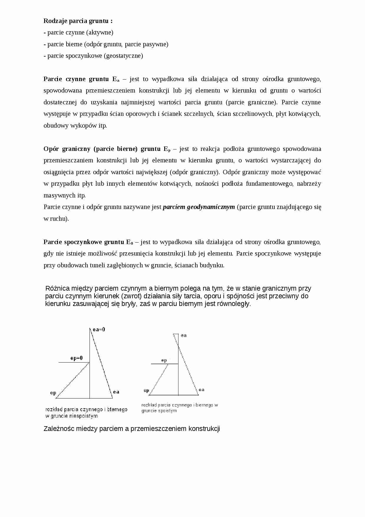 Rodzaje parcia gruntu-opracowanie - strona 1