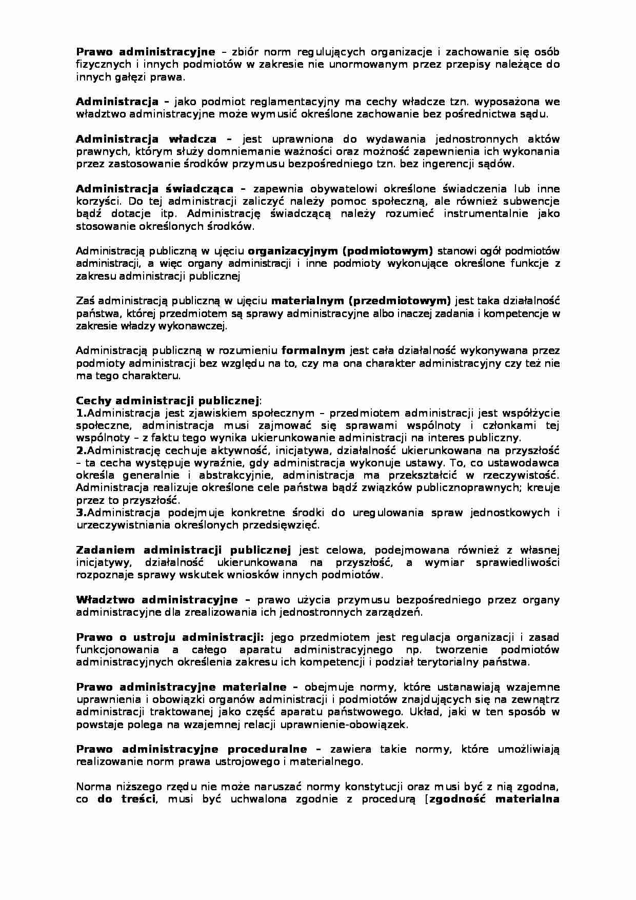Prawo administracyjne (11 stron) - strona 1