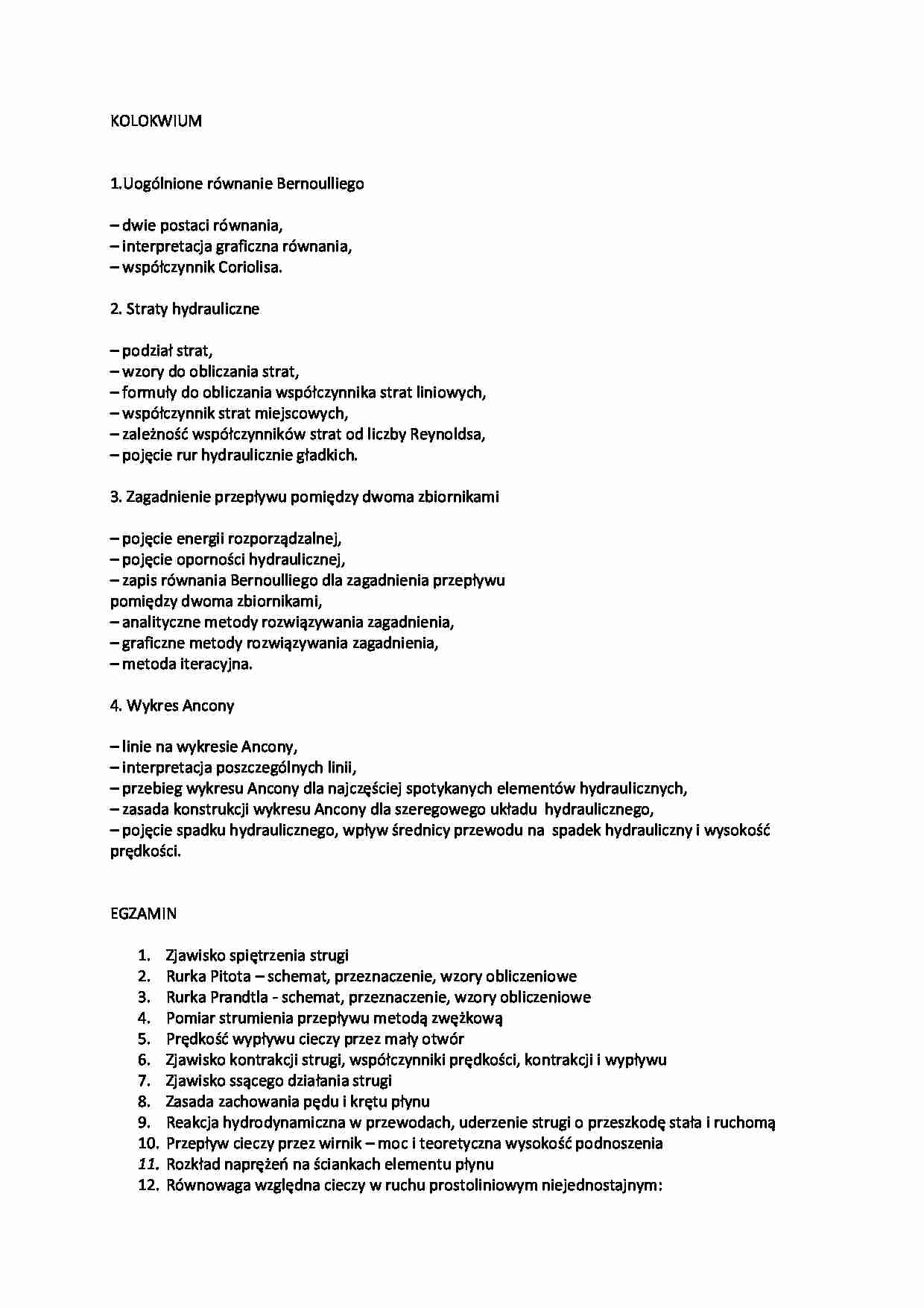 Mechanika płynów-kolokwium, pytania - strona 1