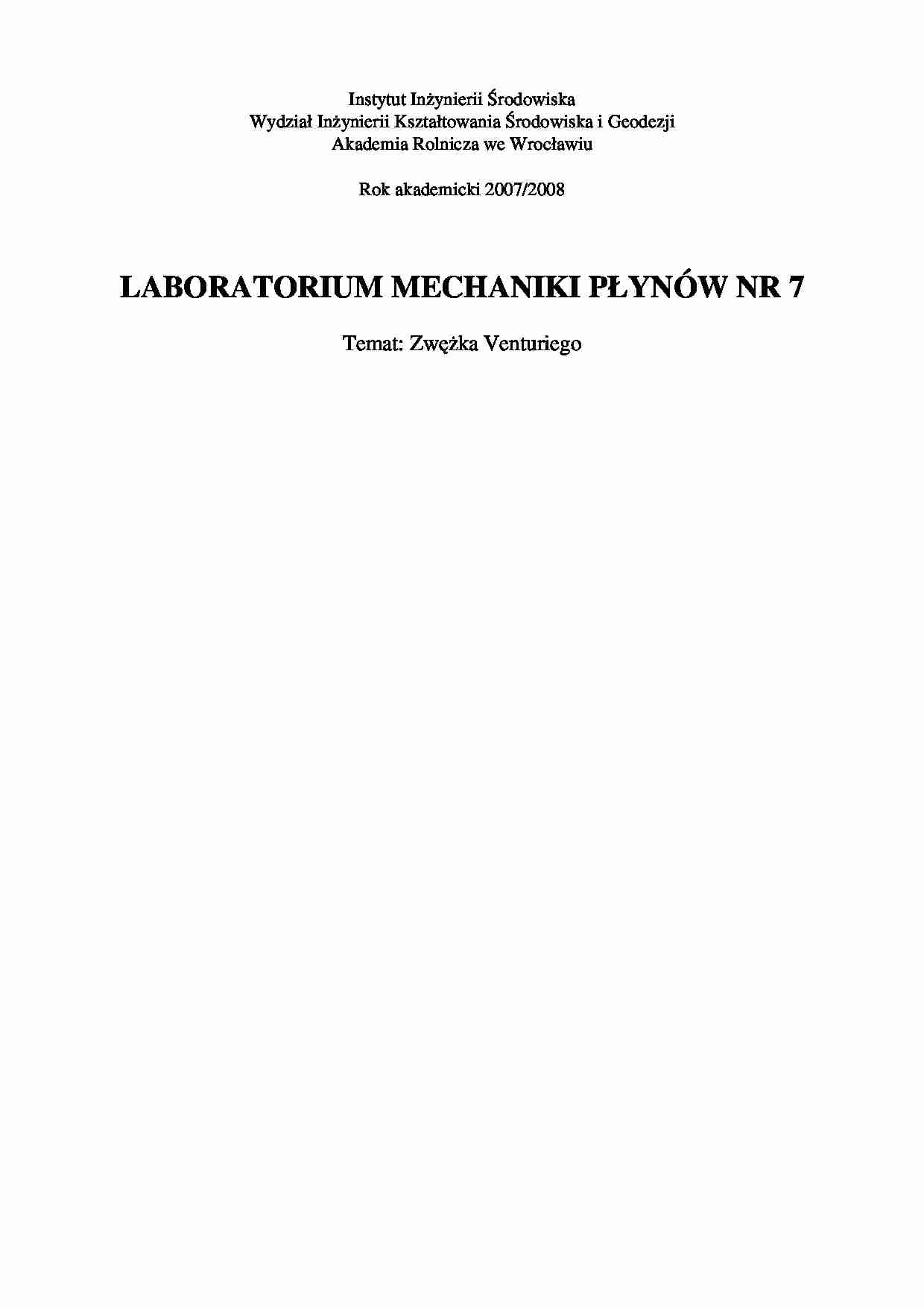 Zwężki Venturiego-sprawozdanie - strona 1