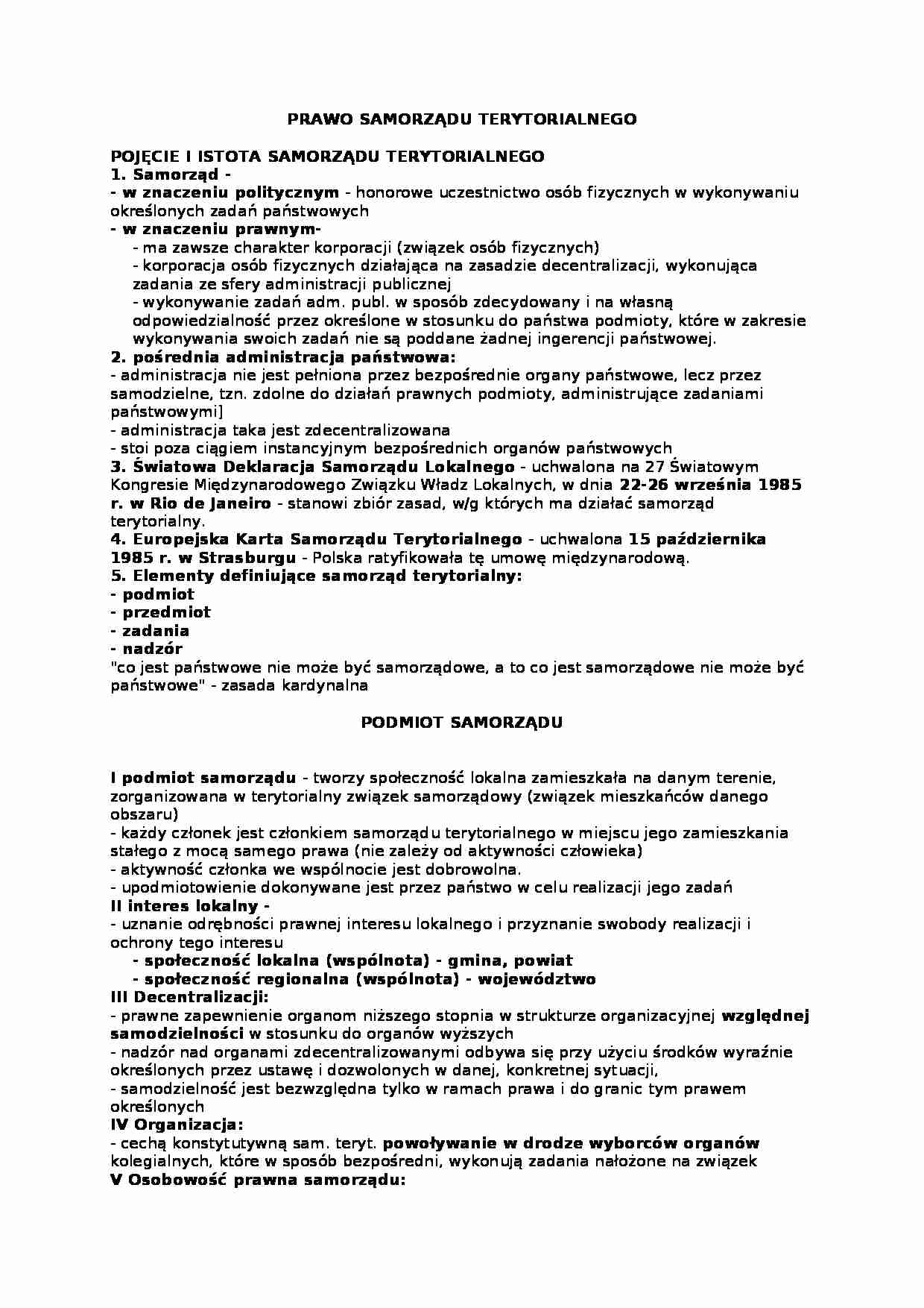 Prawo zamorządu terytorialnego (30 stron) - strona 1