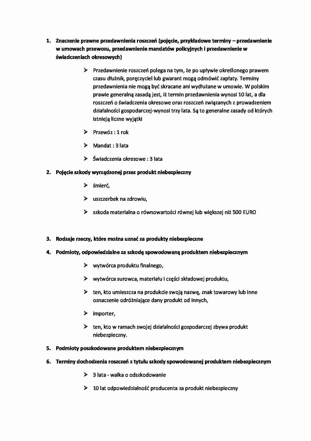 Roszczenia-opracowanie pytań - strona 1