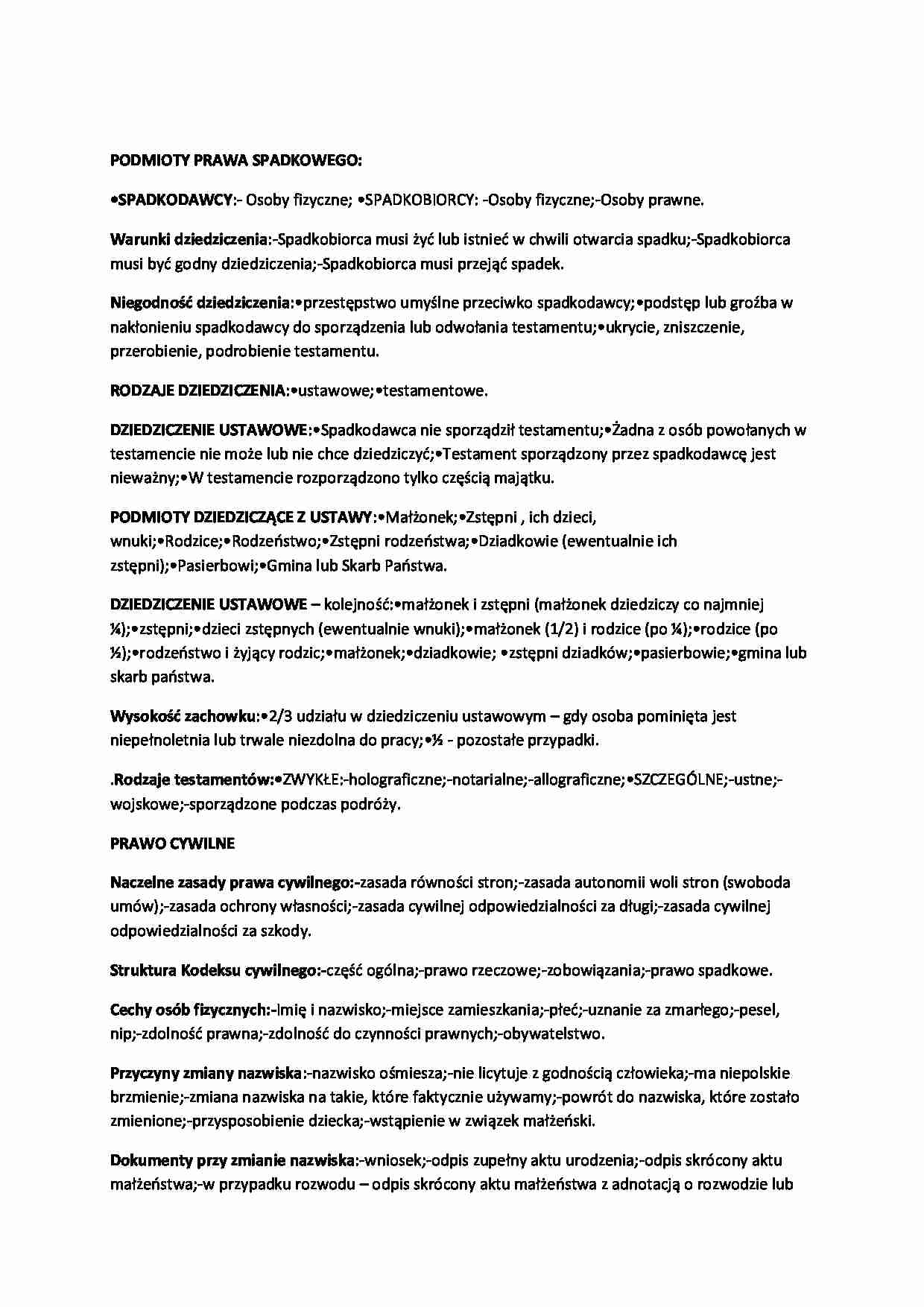 Podmioty prawa spadkowego-opracowanie - strona 1