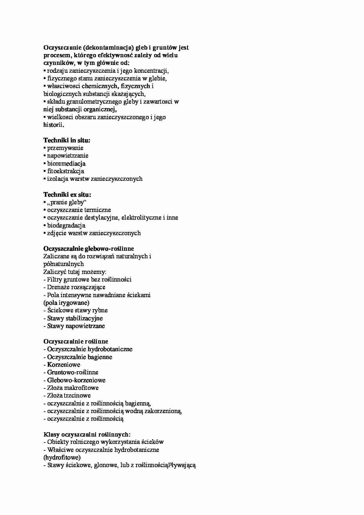 Oczyszczanie gleb różnymi metodami-opracowanie - strona 1