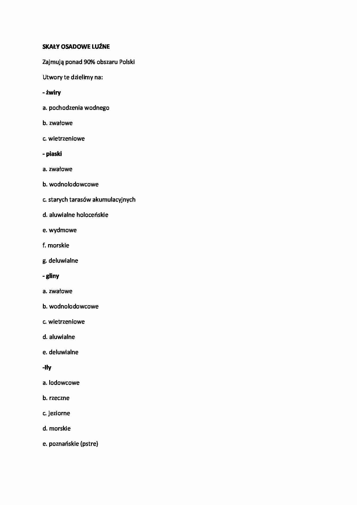 Podział skał osadowych-opracowanie - strona 1