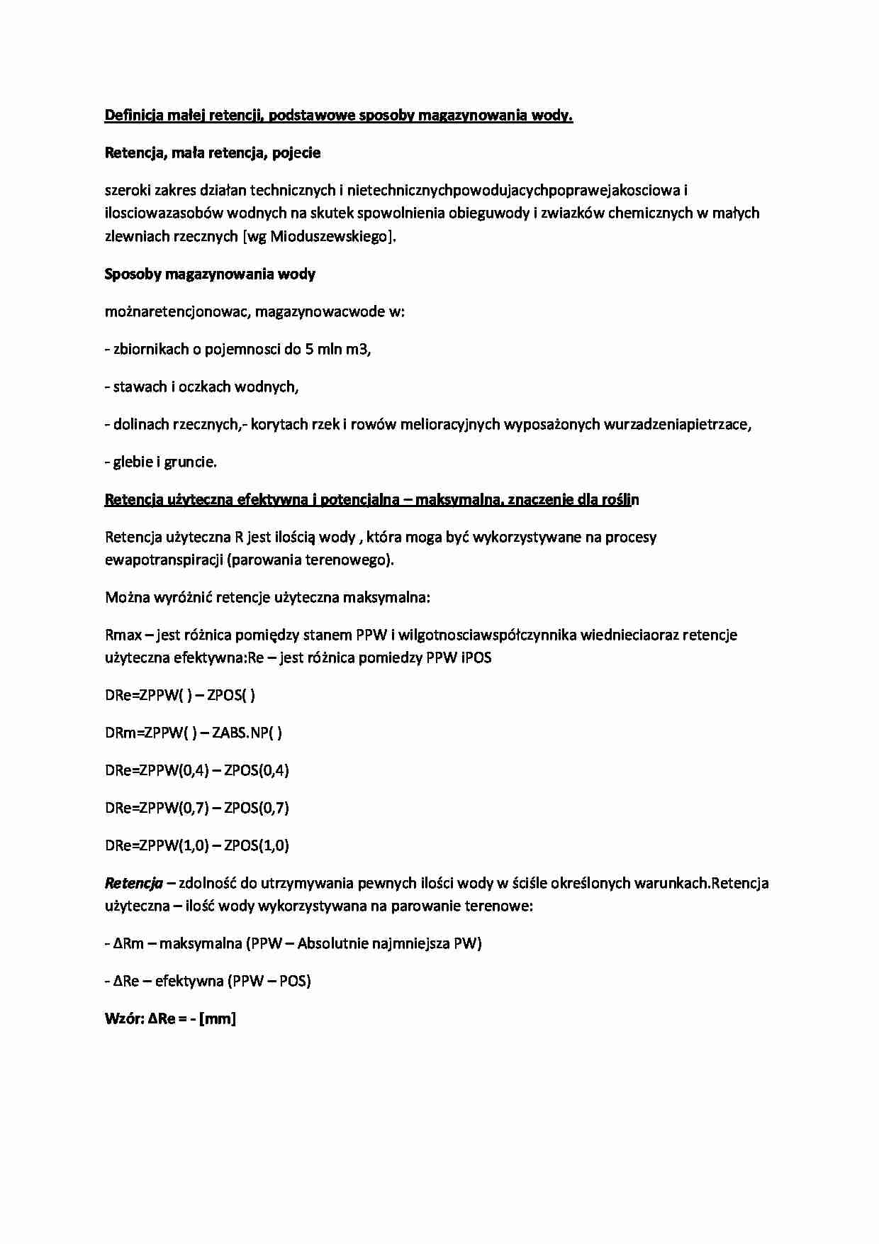 Retencja-opracowanie - magazynowanie wody - strona 1
