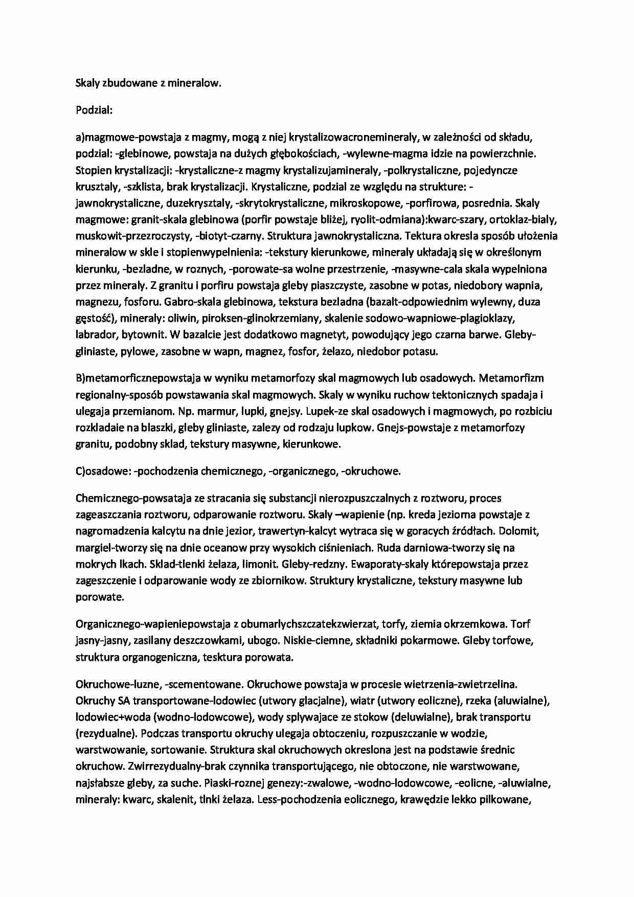 Skaly zbudowane z minerałów-opracowanie - strona 1