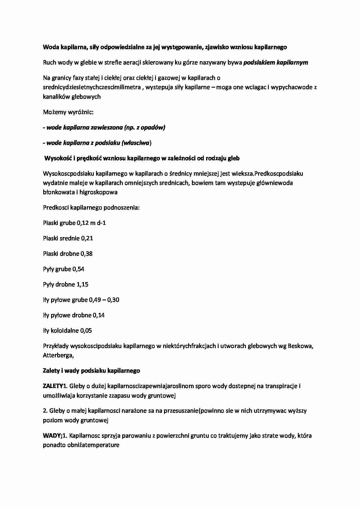 Woda kapilarna-opracowanie - strona 1