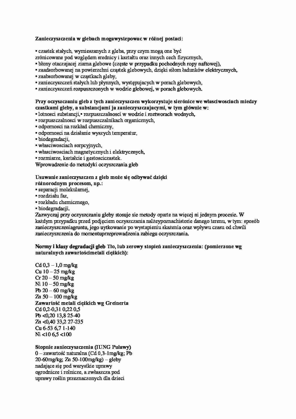 Zanieczyszczenia gleby-opracowanie - strona 1