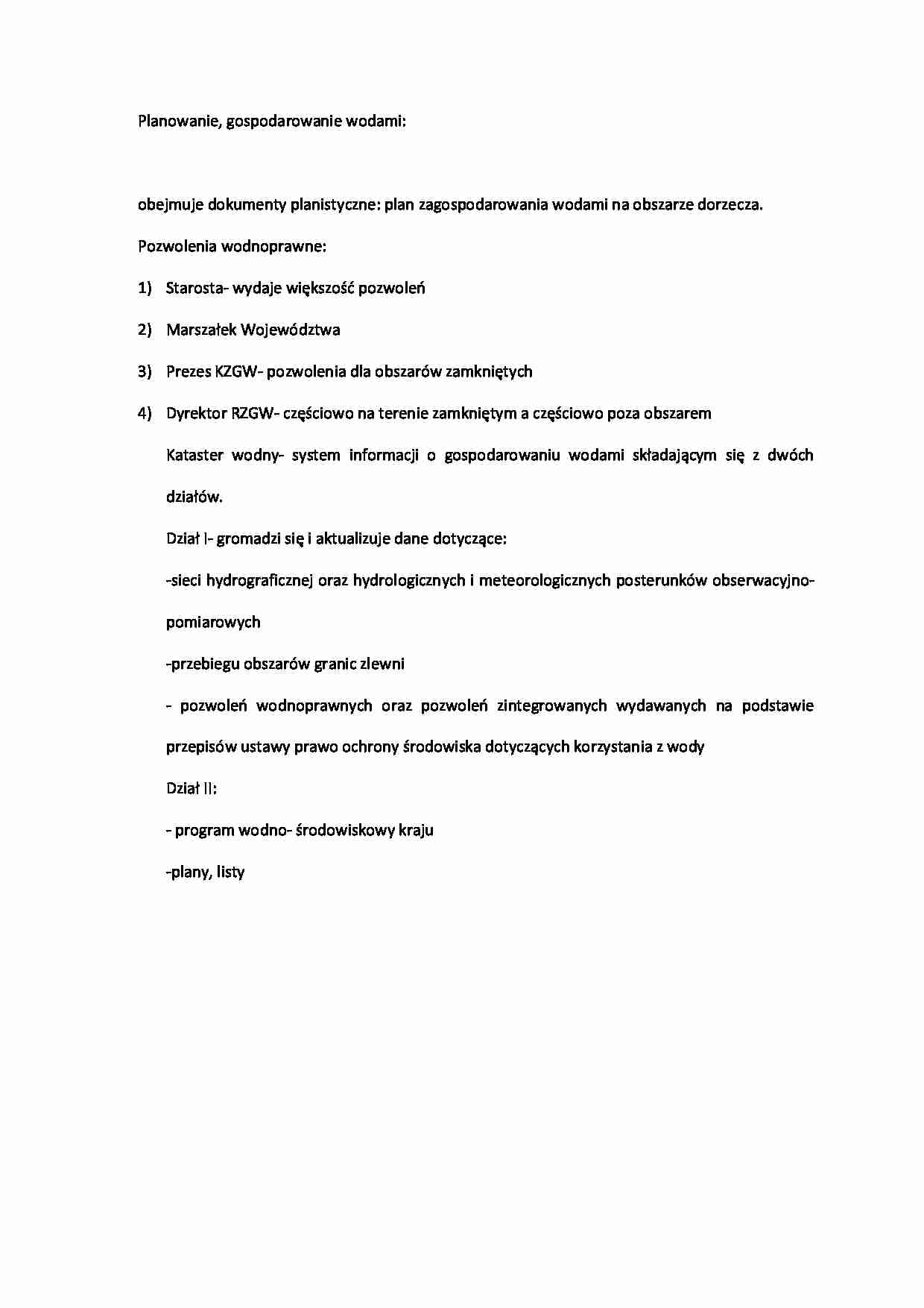 Planowanie, gospodarowanie wodami - pozwolenie wodnoprawne - strona 1