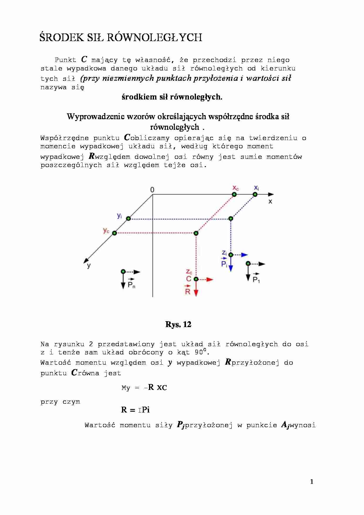 Środek sił równoległych-opracowanie - strona 1