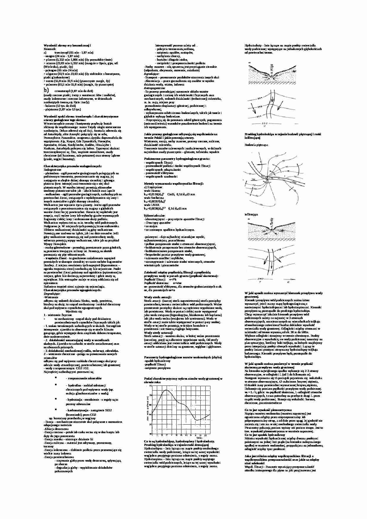 Hydrologia i hydrogeologia-zagadnienia na egzamin - strona 1