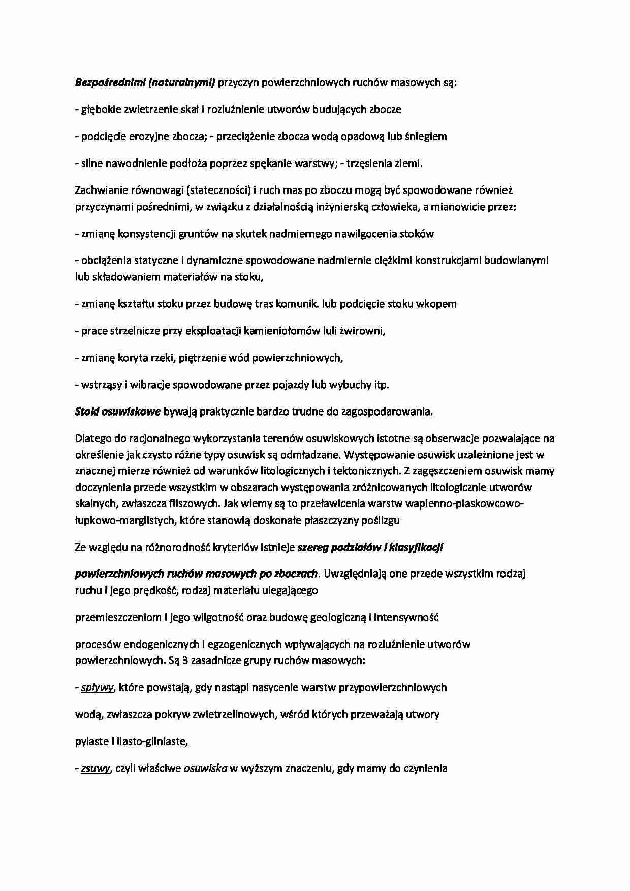 Bezpośrednie ruchy masowe ziemi-opracowanie - strona 1