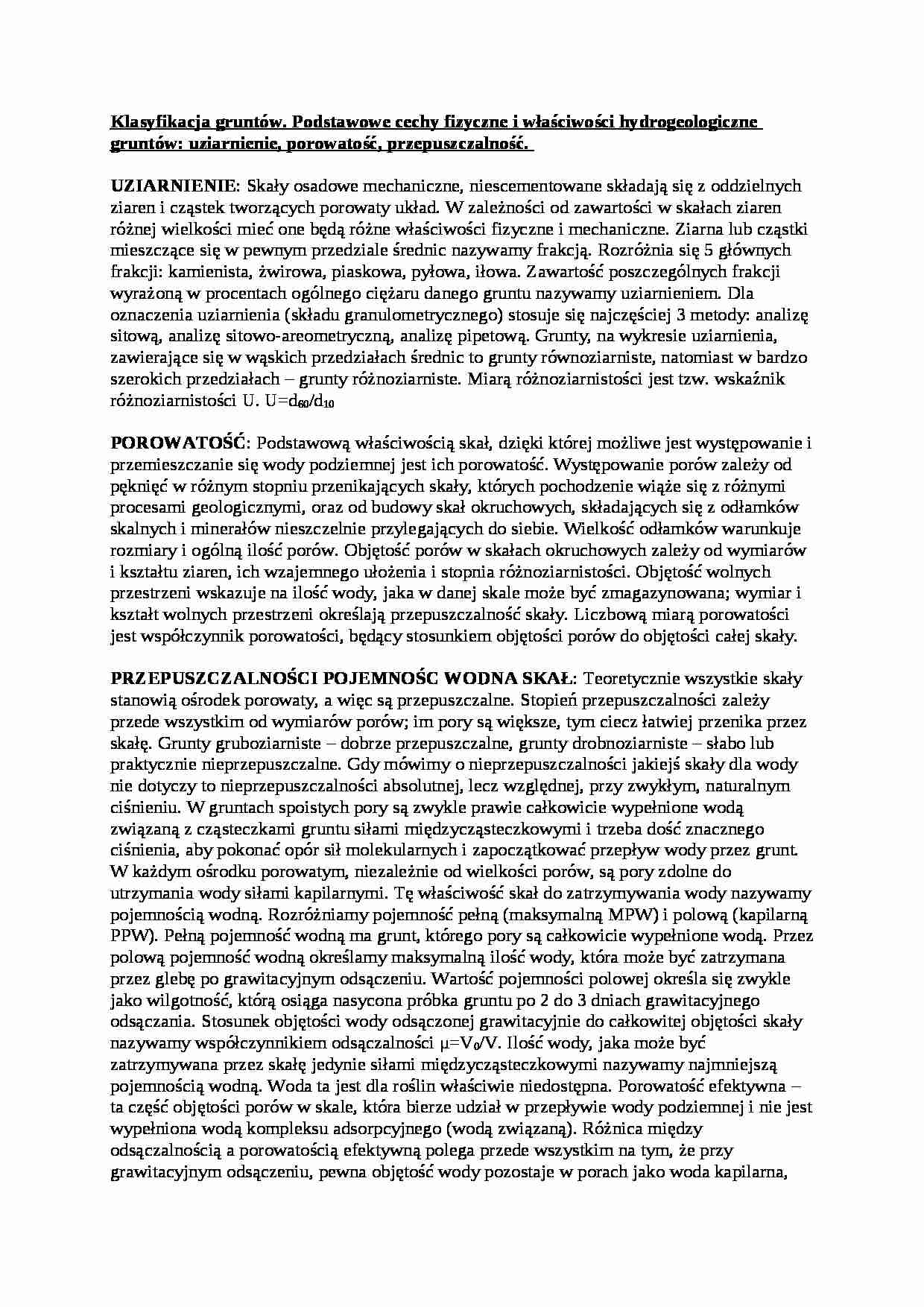 Klasyfikacja gruntów-opracowanie - strona 1