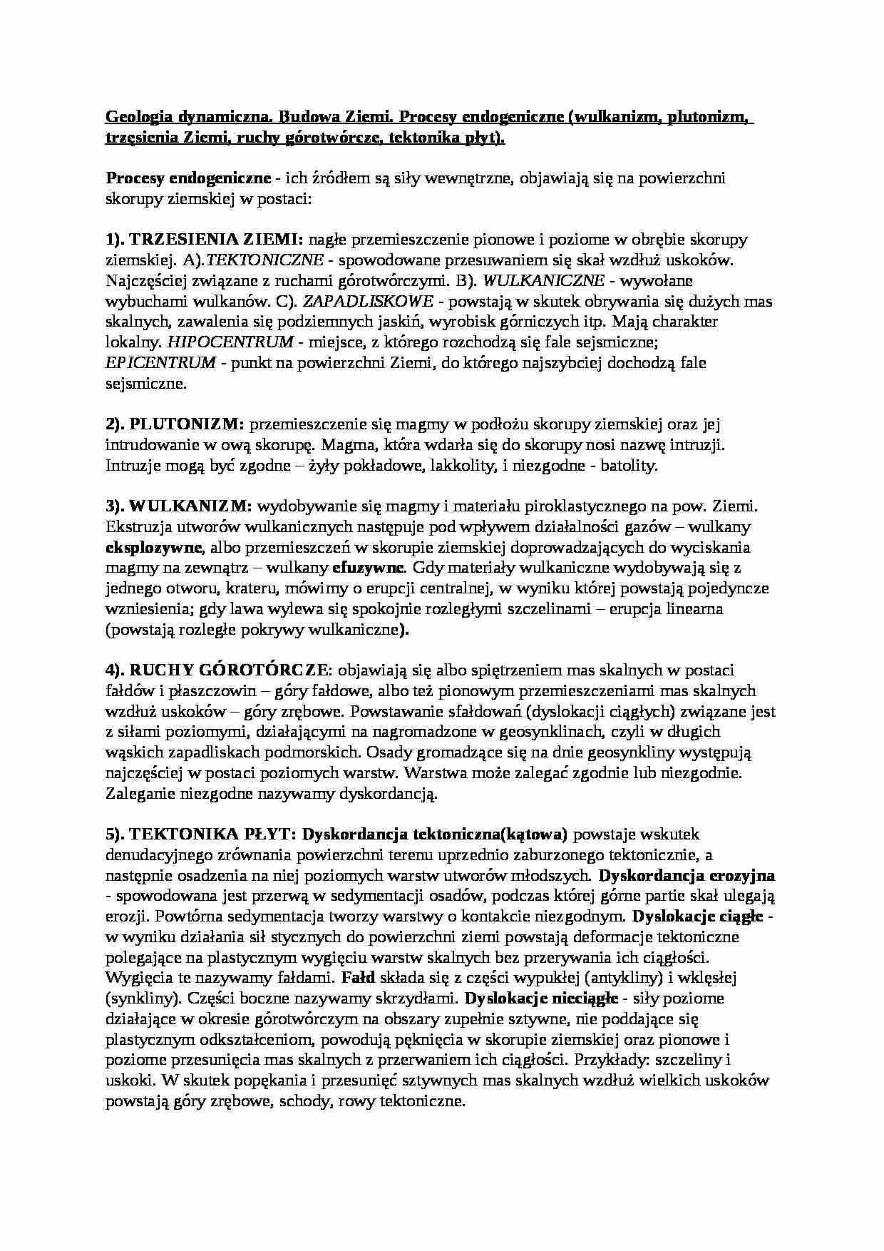 Procesy endogeniczne-opracowanie - strona 1