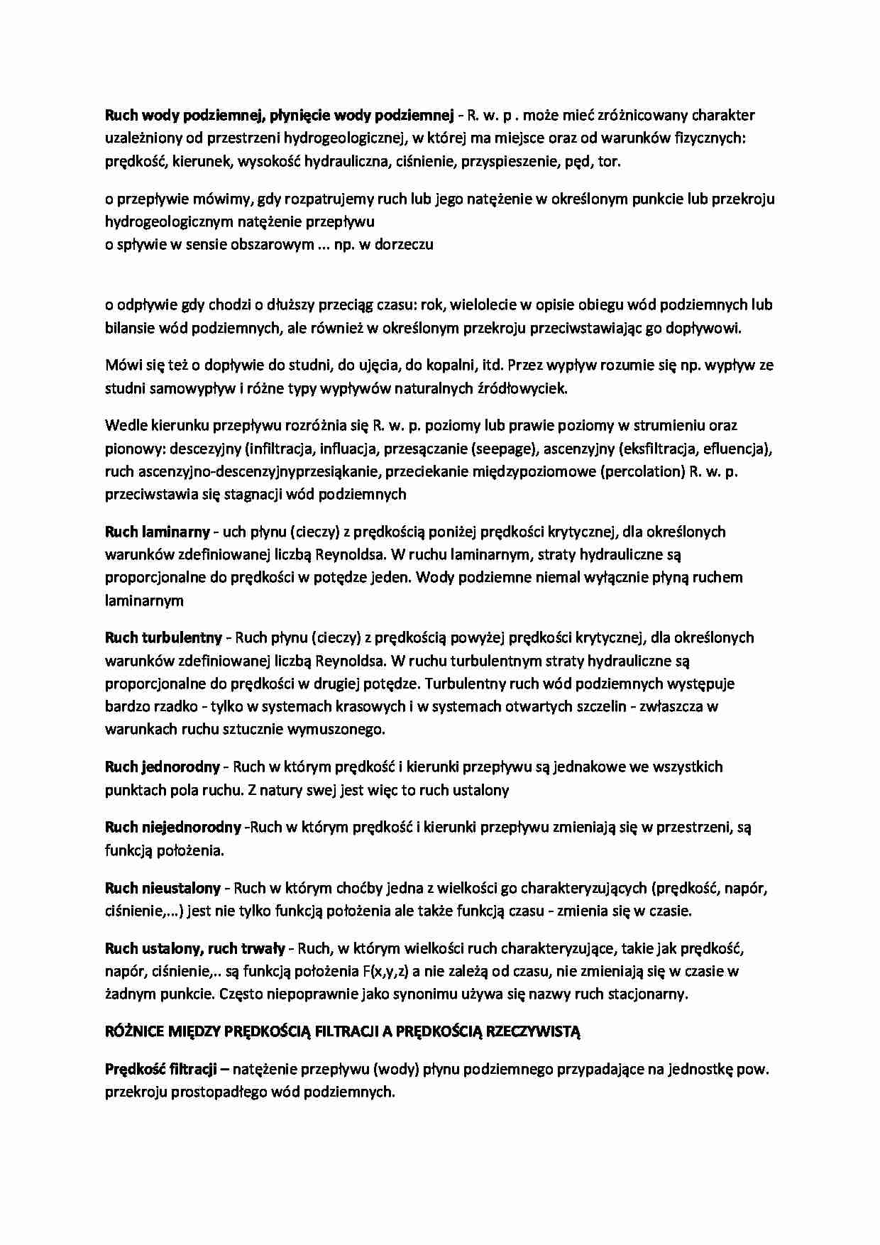 Ruchy wody podziemnej-opracowanie - strona 1