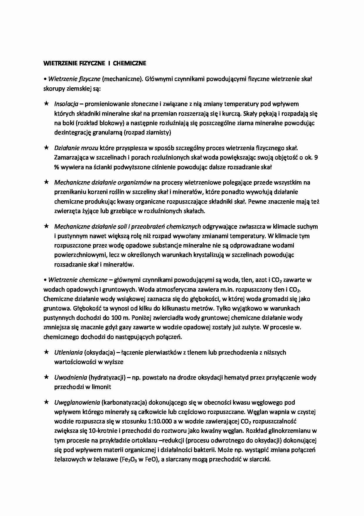 Wietrzenie fizyczne i chemiczne-opracowanie - strona 1
