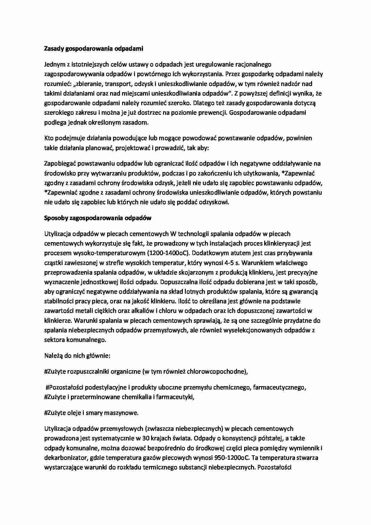 Zasady gospodarowania odpadami-opracowanie - strona 1