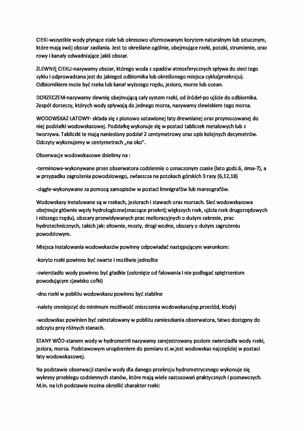 Definicje z rozdziału cieki - strona 1