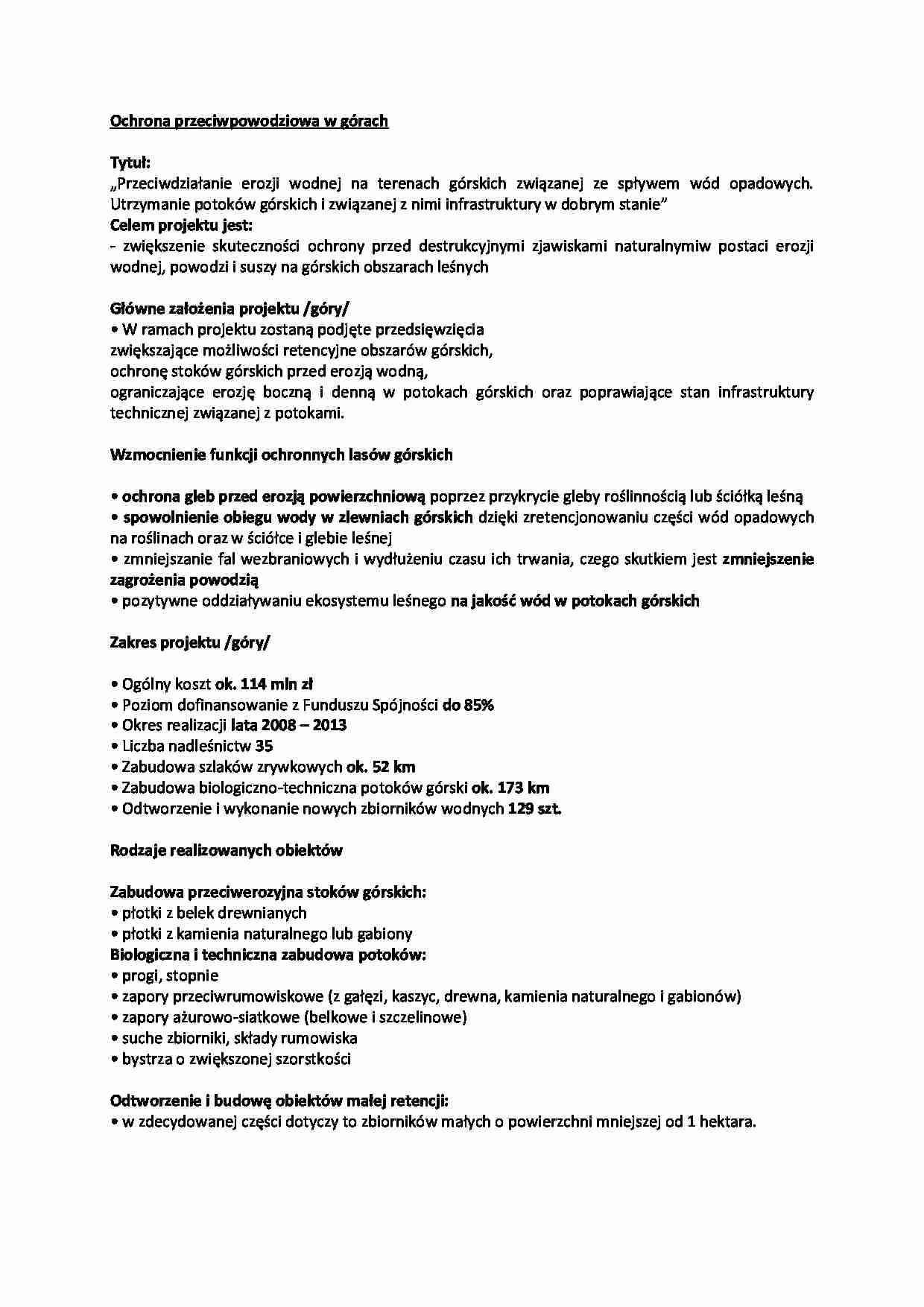 Ochrona przeciwpowodziowa w górach-opracowanie - strona 1